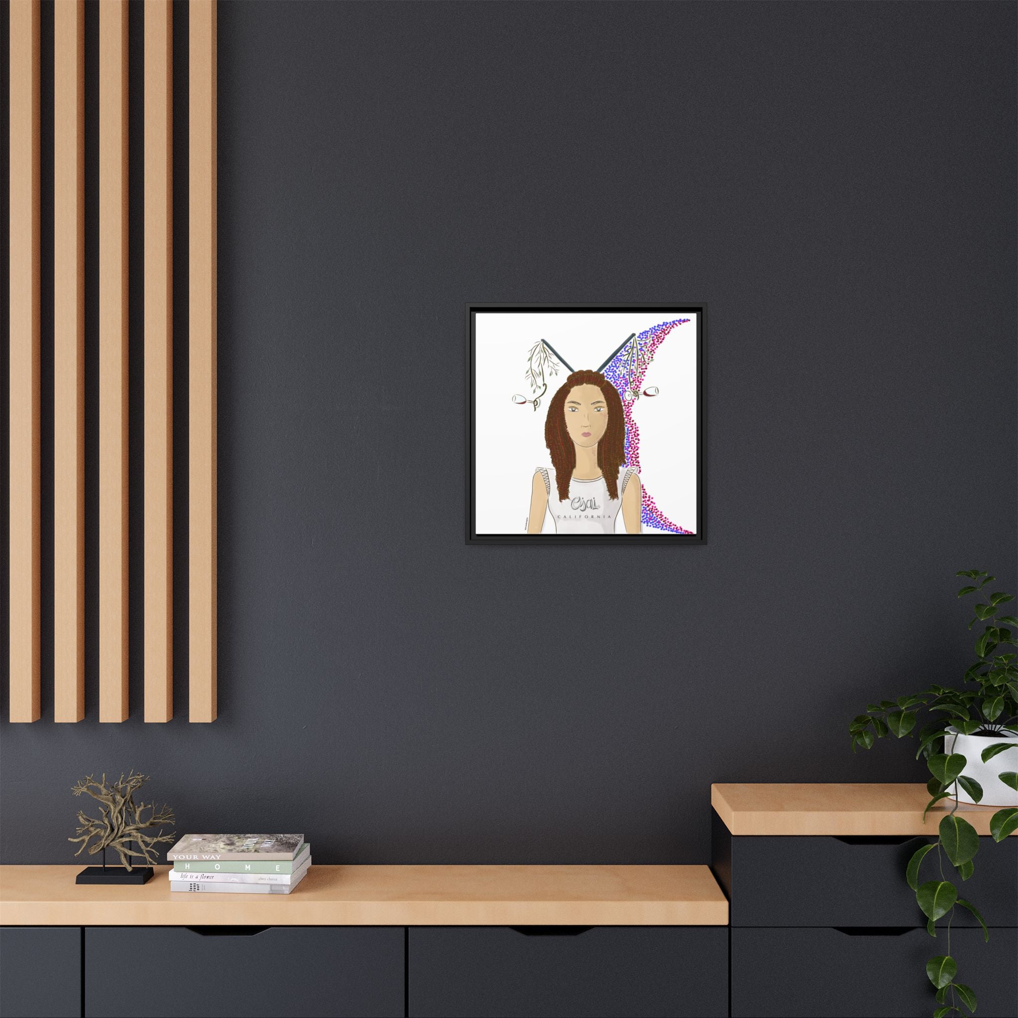 No.5 Girl with the Red Wine Glasses Framed Canvas Art Print