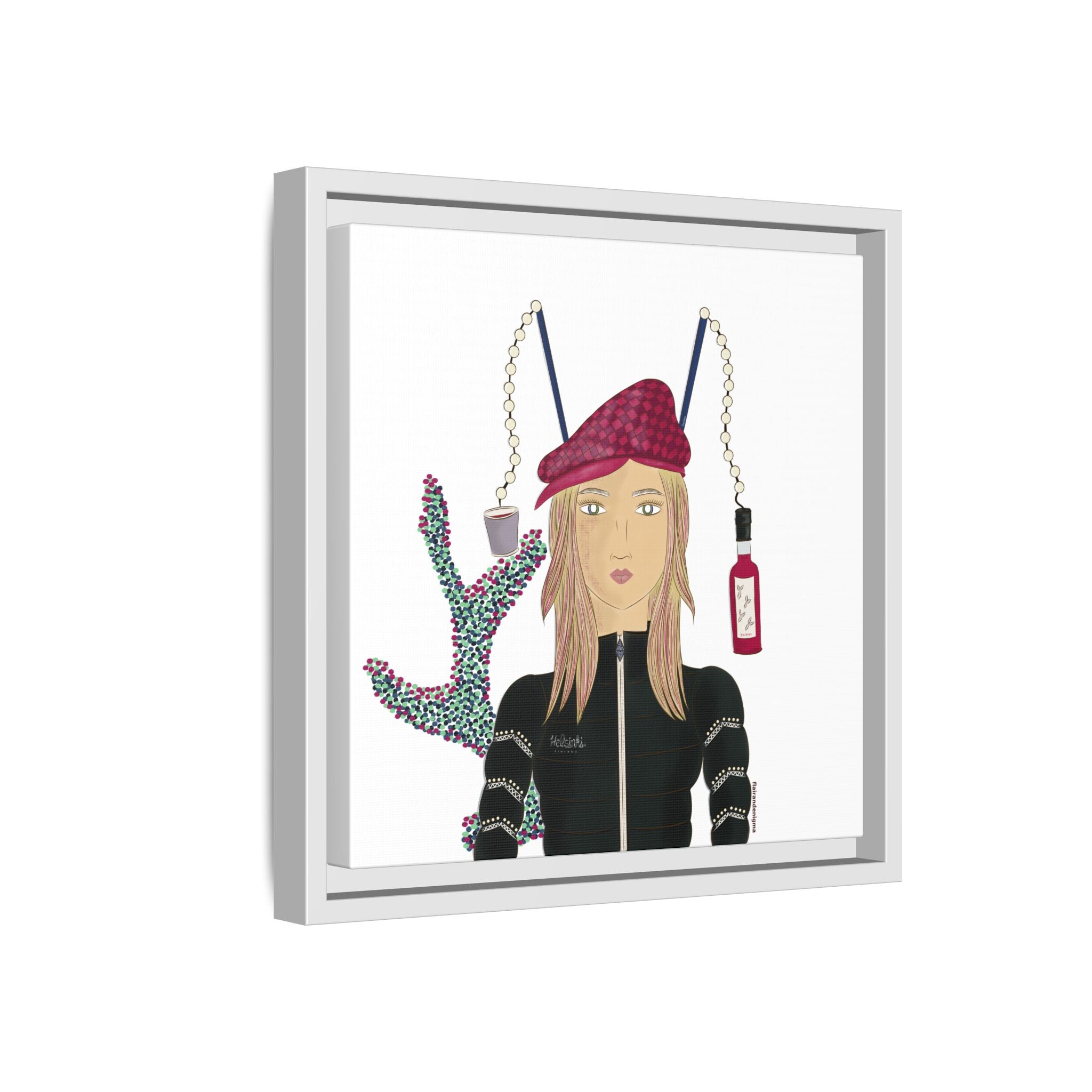 No.34 Girl with the Strawberry Mulled Wine Framed Canvas Art Print