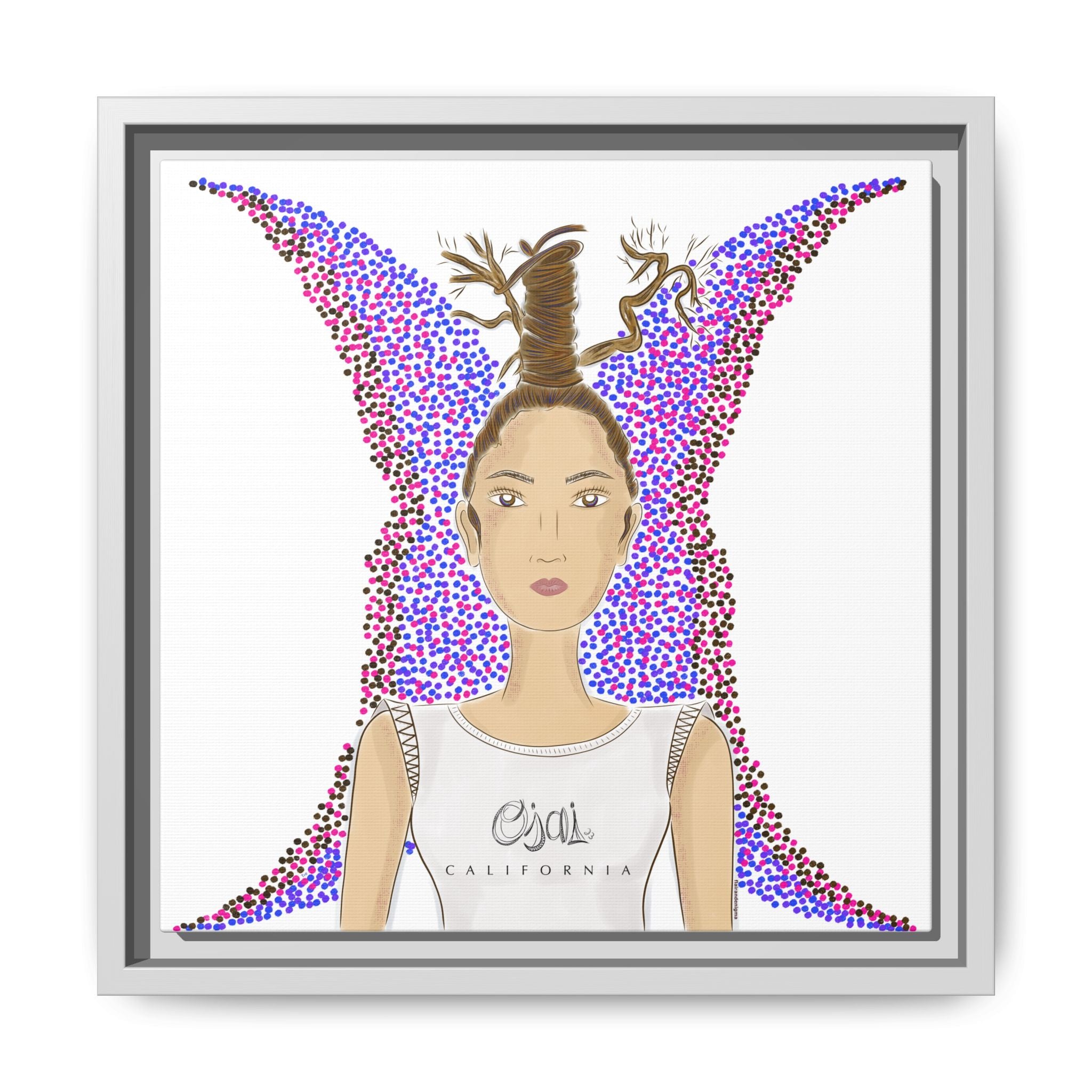 No.9 Girl with the Oak Tree Branches Framed Canvas Art Print