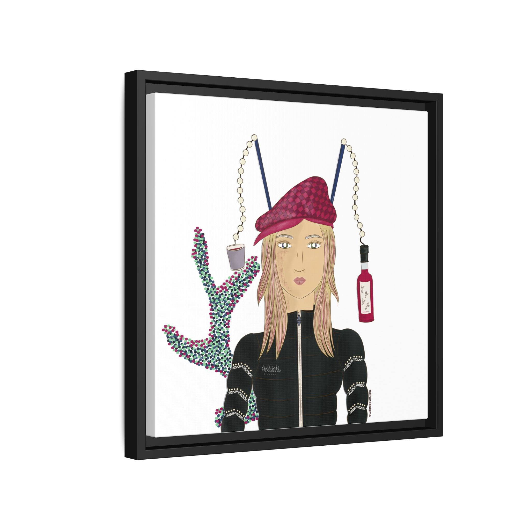 No.34 Girl with the Strawberry Mulled Wine Framed Canvas Art Print