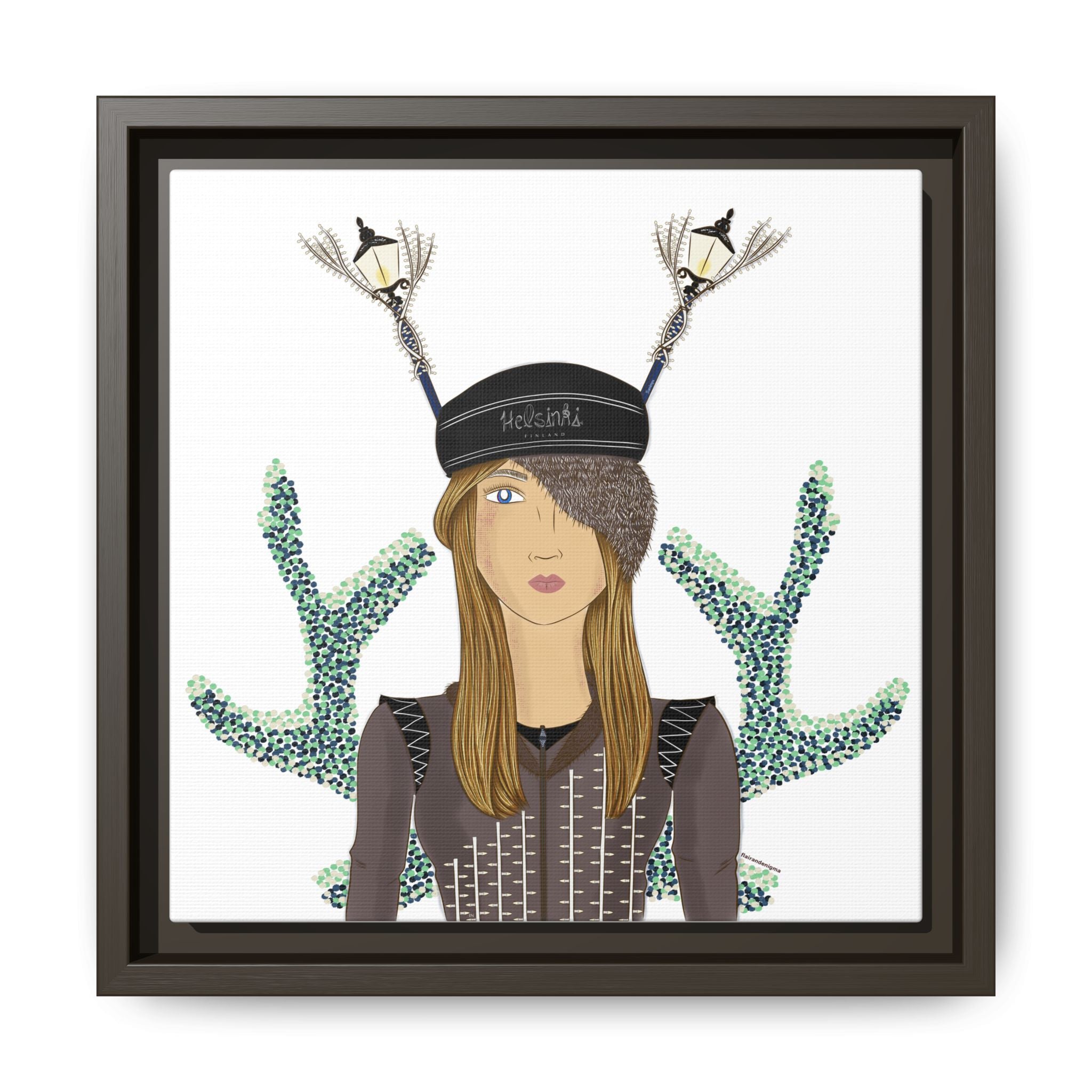 No.33 Girl with the Street Light Lampposts Framed Canvas Art Print