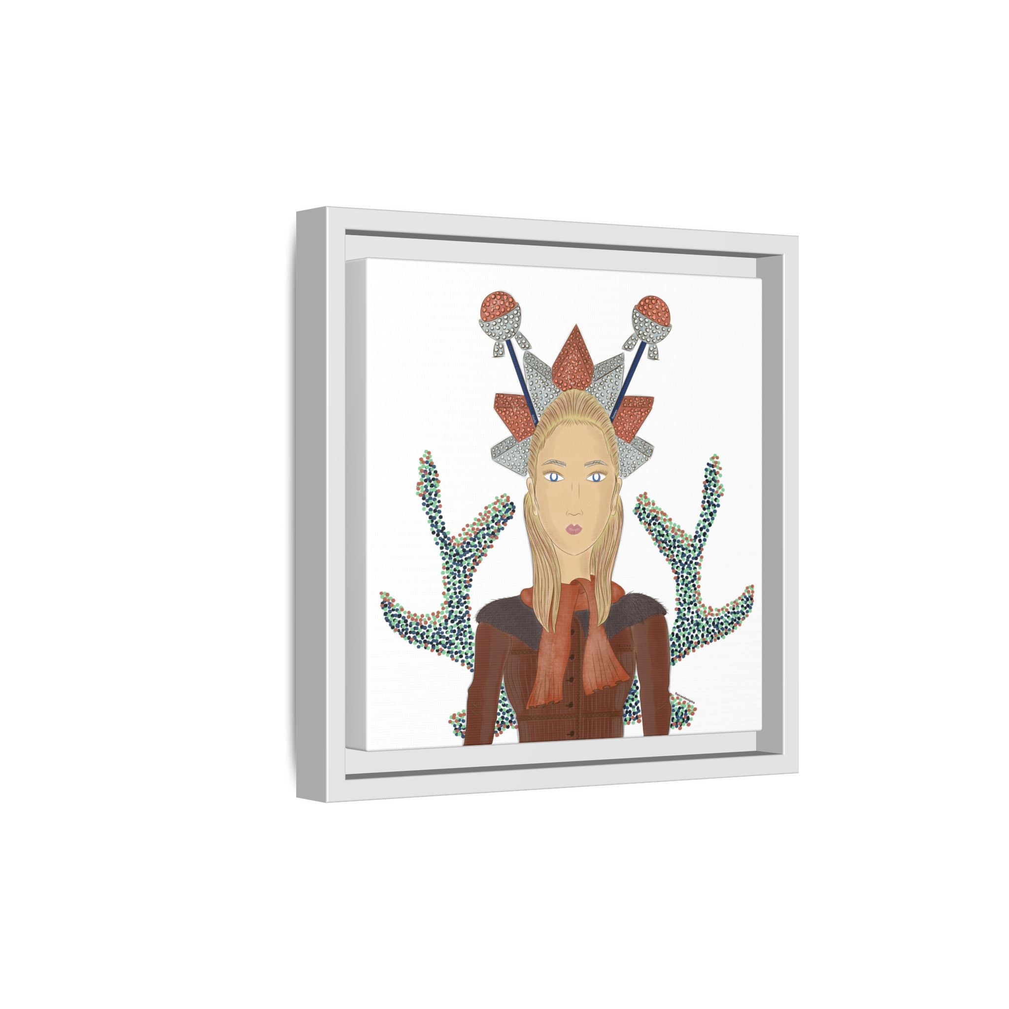 No.30 Girl with the Bling Sculpture Framed Canvas Art Print