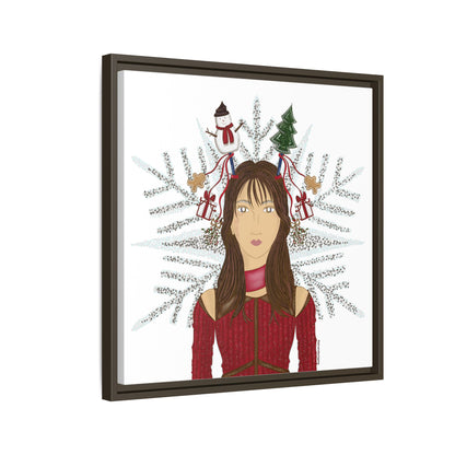 No.45 Girl with the Christmas Cheer Framed Canvas Art Print