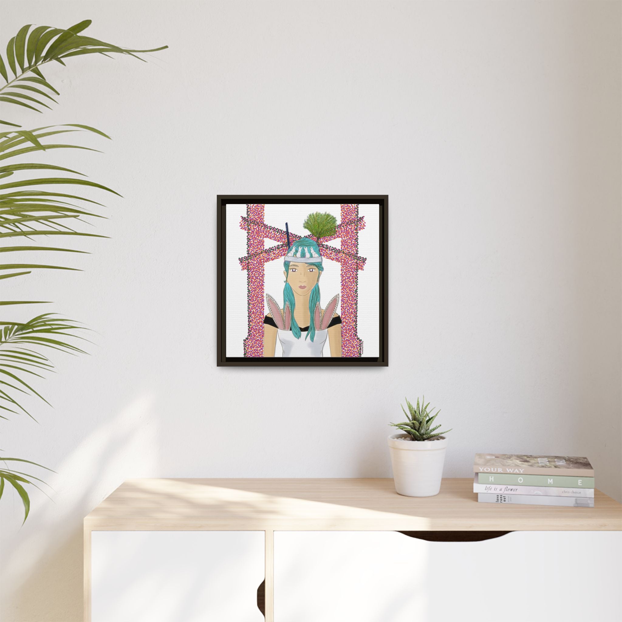 No.40 Girl with the Bunnies Framed Canvas Art Print