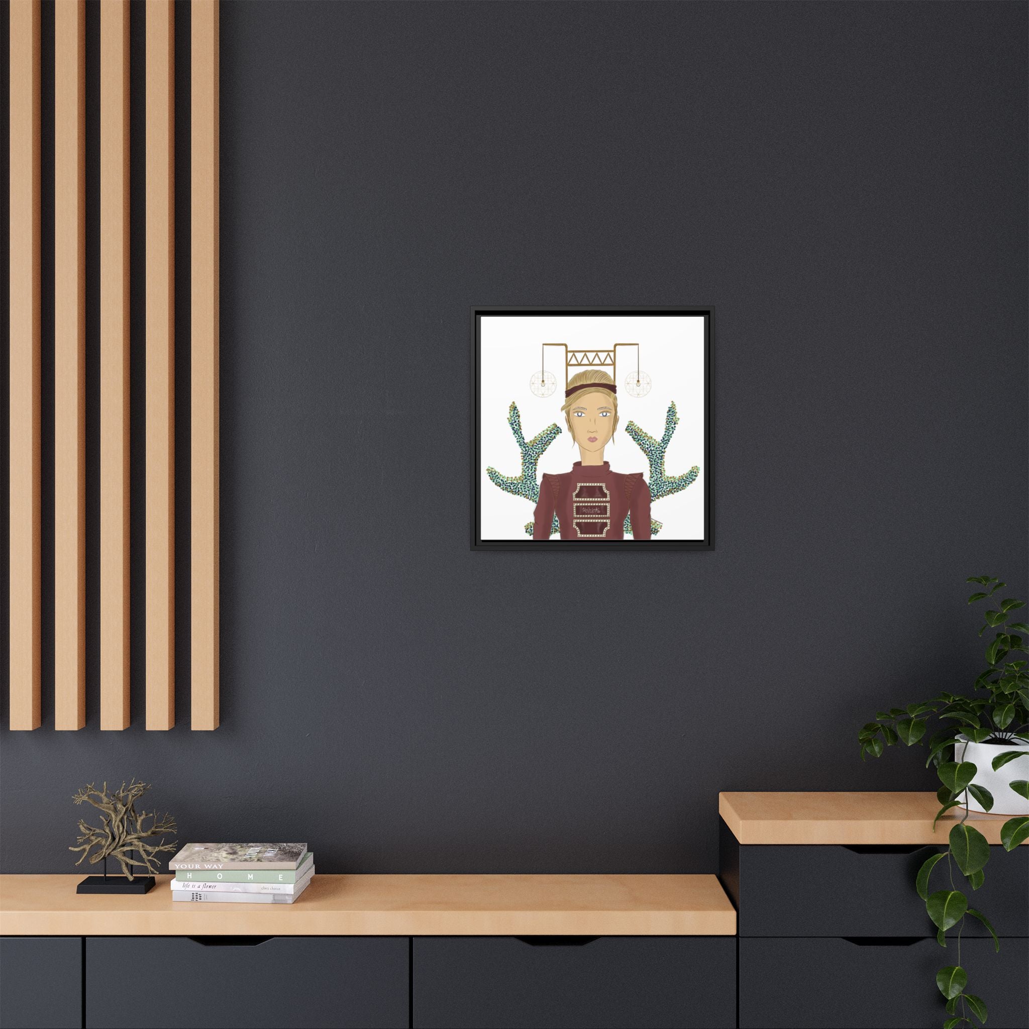 No.36 Girl with the Bar Lights Framed Canvas Art Print