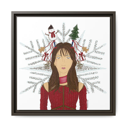 No.45 Girl with the Christmas Cheer Framed Canvas Art Print