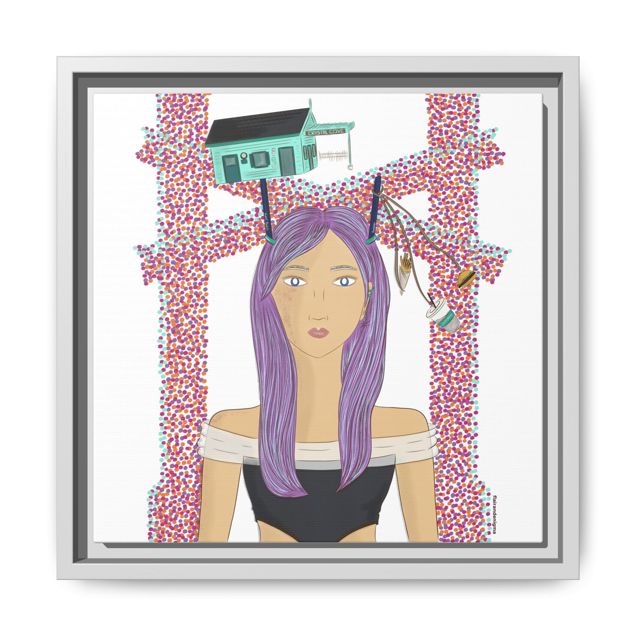 No.39 Girl with the Cove Cottage Framed Canvas Art Print