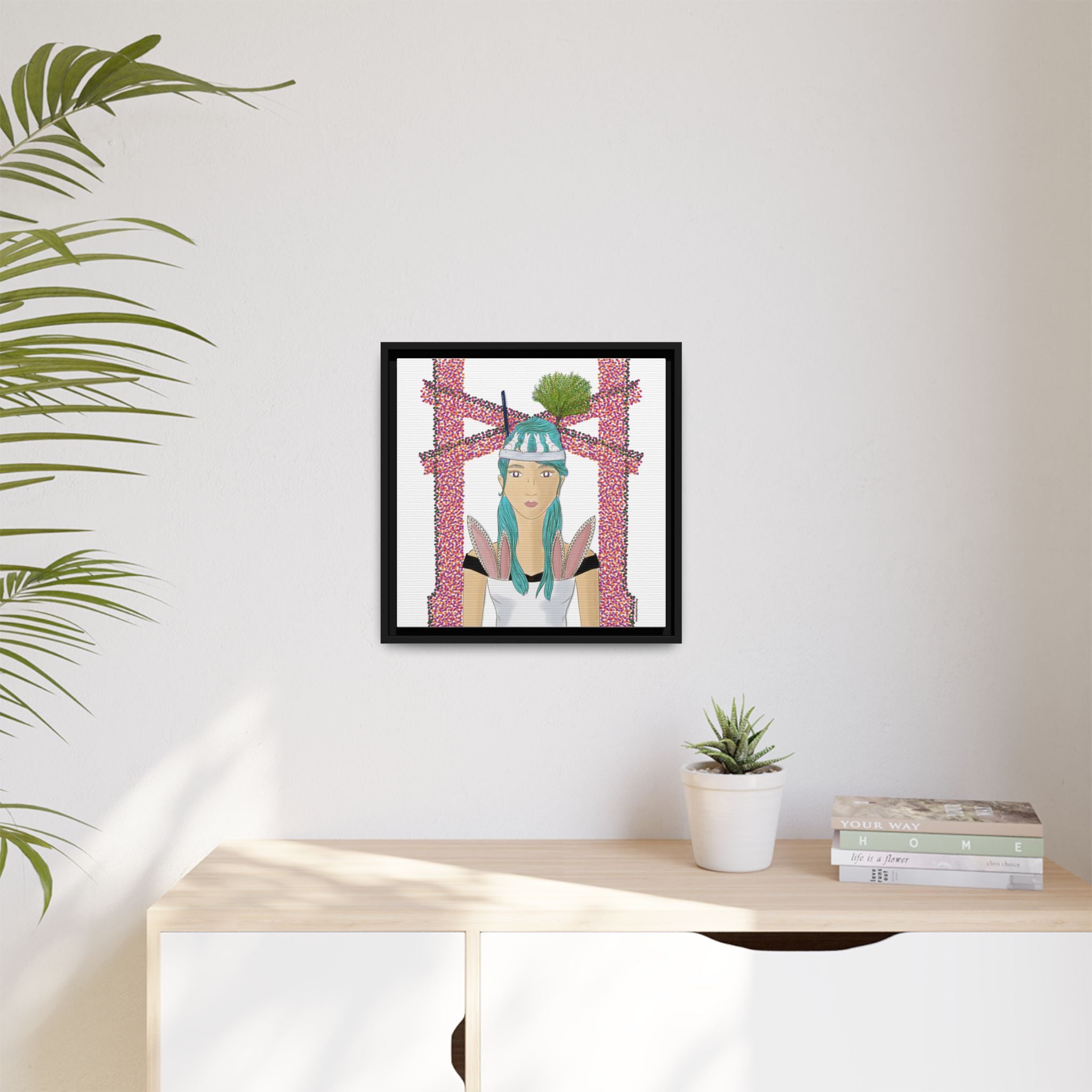 No.40 Girl with the Bunnies Framed Canvas Art Print