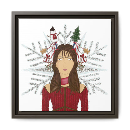 No.45 Girl with the Christmas Cheer Framed Canvas Art Print