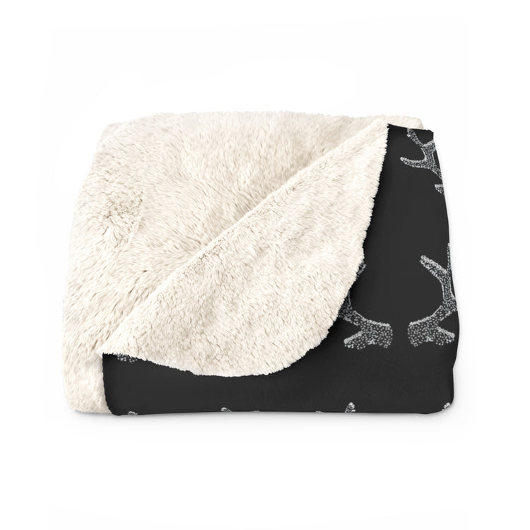 Black Antlers Sherpa Blanket