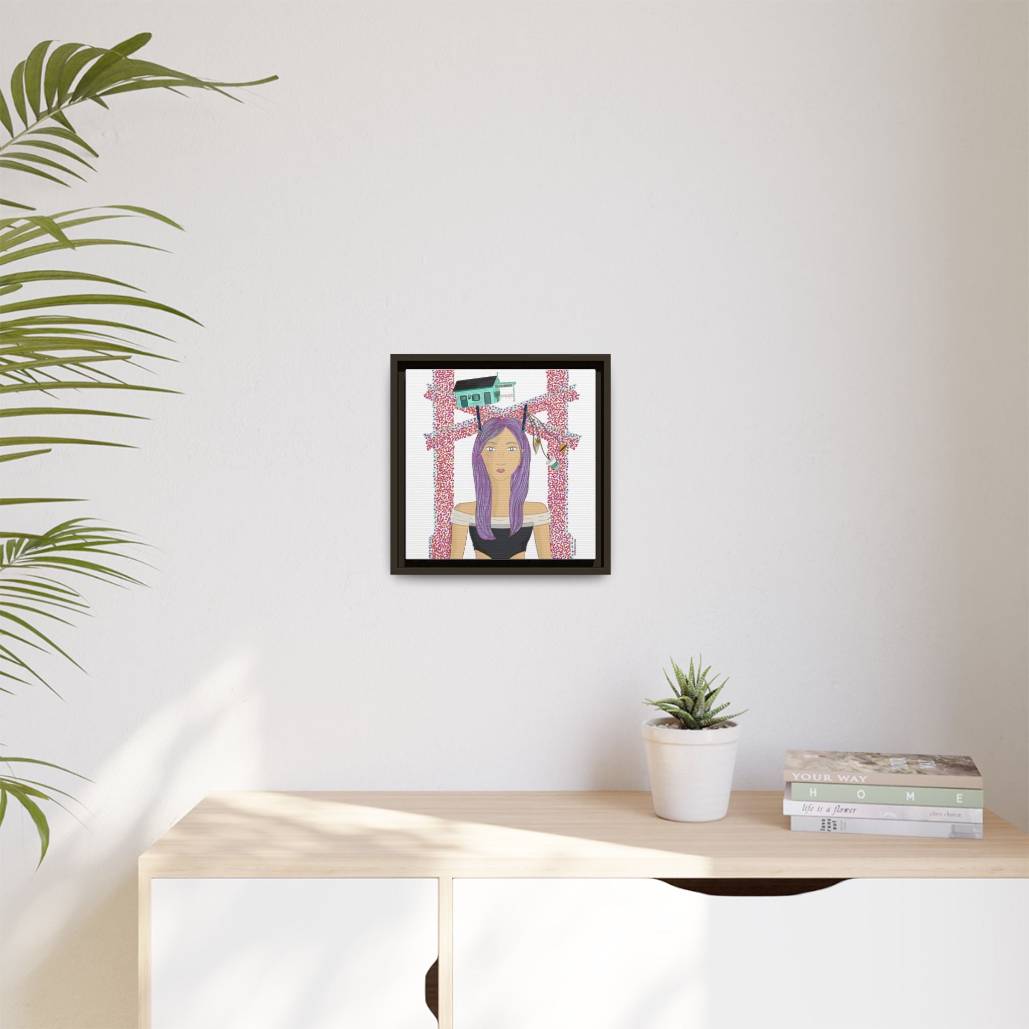 No.39 Girl with the Cove Cottage Framed Canvas Art Print