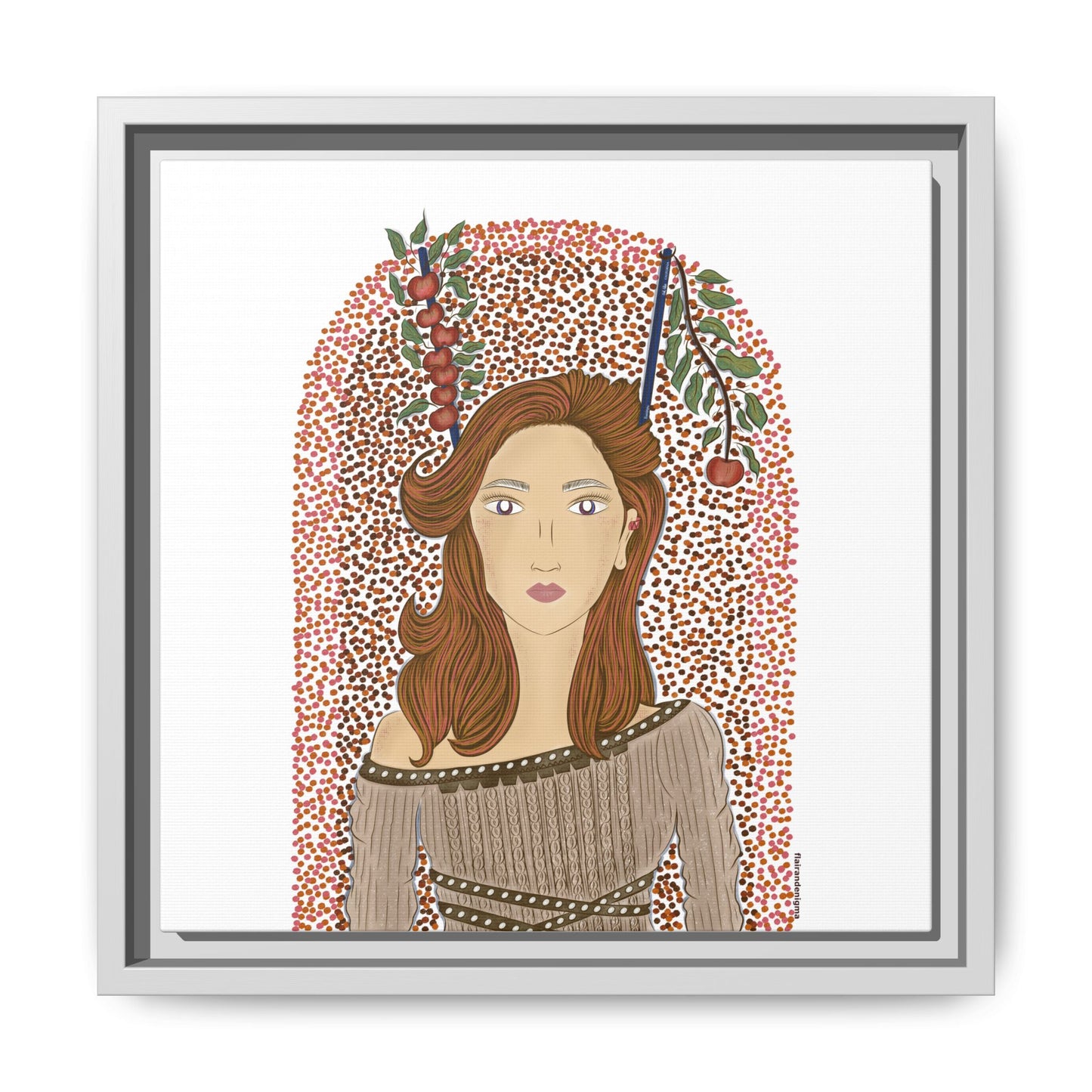 No.44 Girl with the Autumn Apples Framed Canvas Art Print