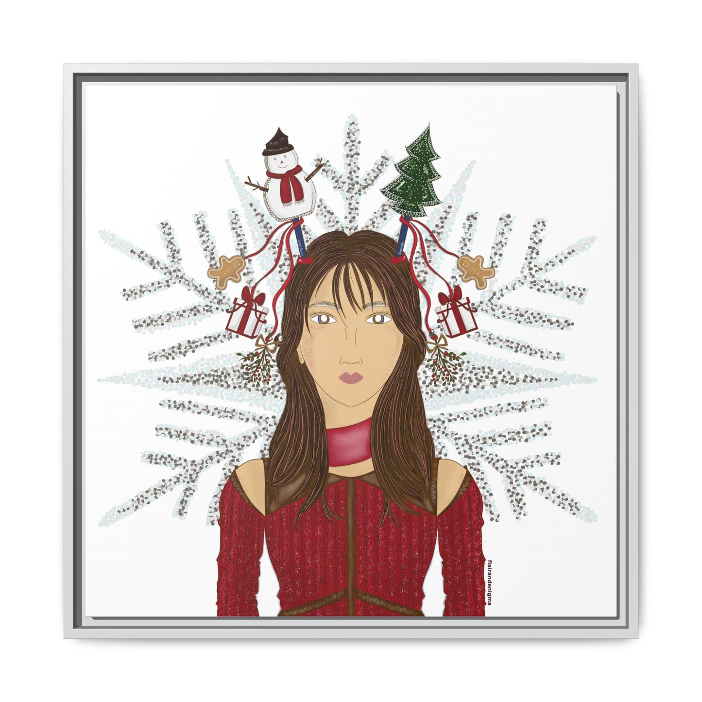 No.45 Girl with the Christmas Cheer Framed Canvas Art Print