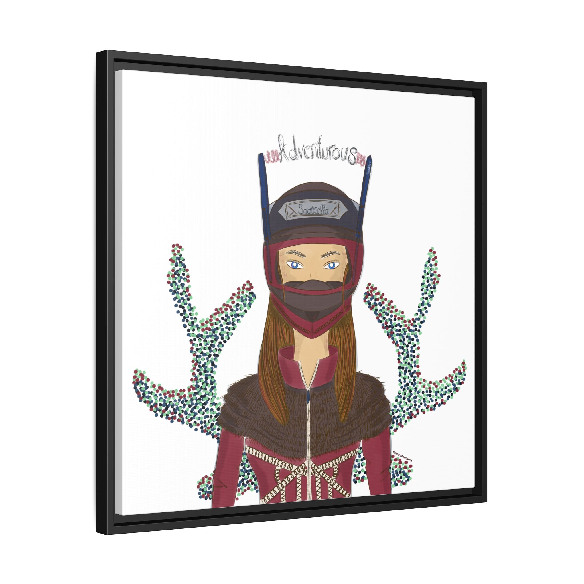 No.21 Girl with the Adventurous Helmet Framed Canvas Art Print