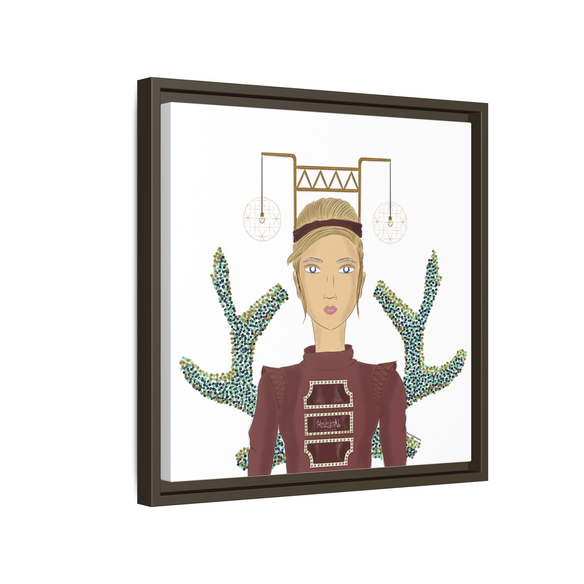 No.36 Girl with the Bar Lights Framed Canvas Art Print