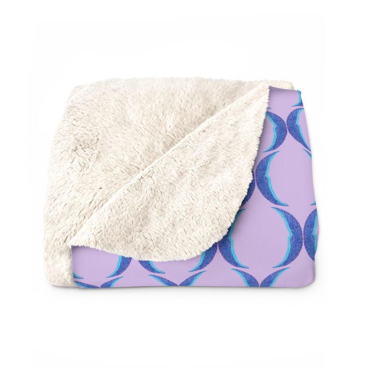 Blue Crescent Moon Sherpa Blanket
