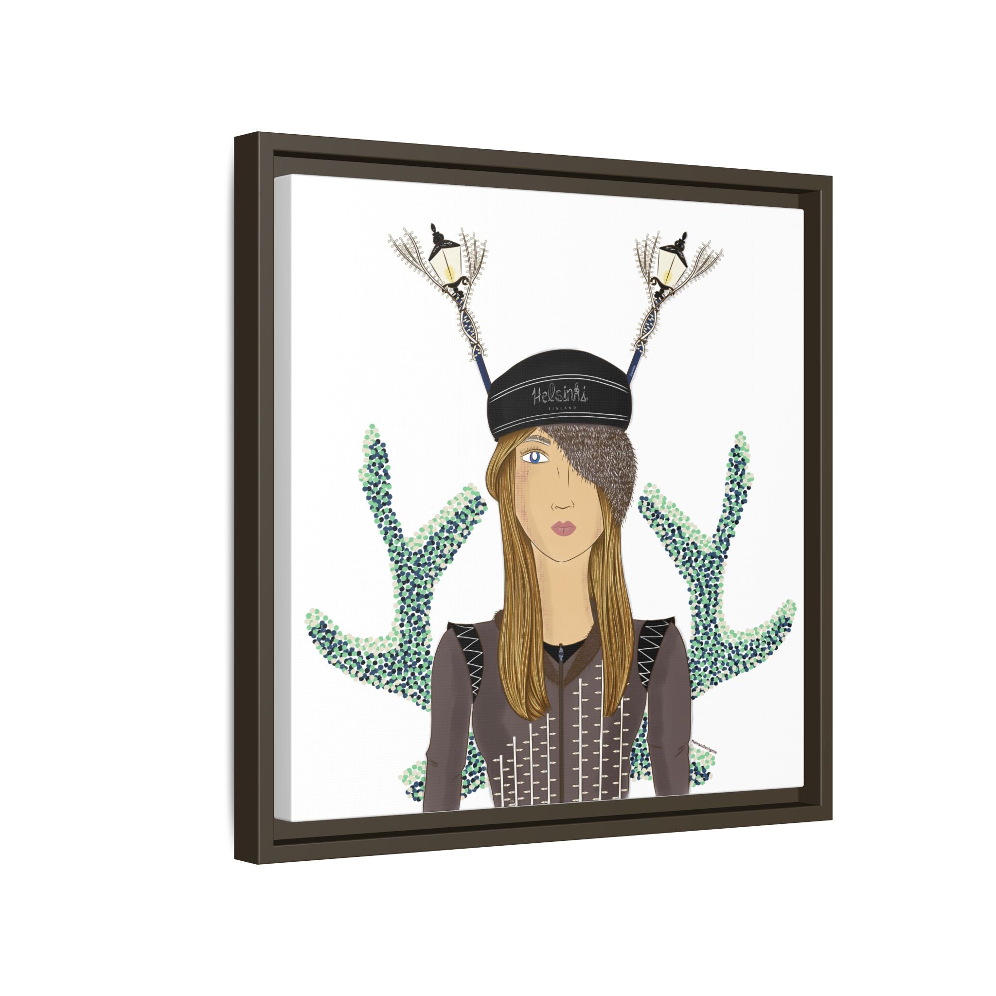 No.33 Girl with the Street Light Lampposts Framed Canvas Art Print