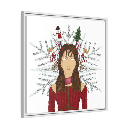 No.45 Girl with the Christmas Cheer Framed Canvas Art Print