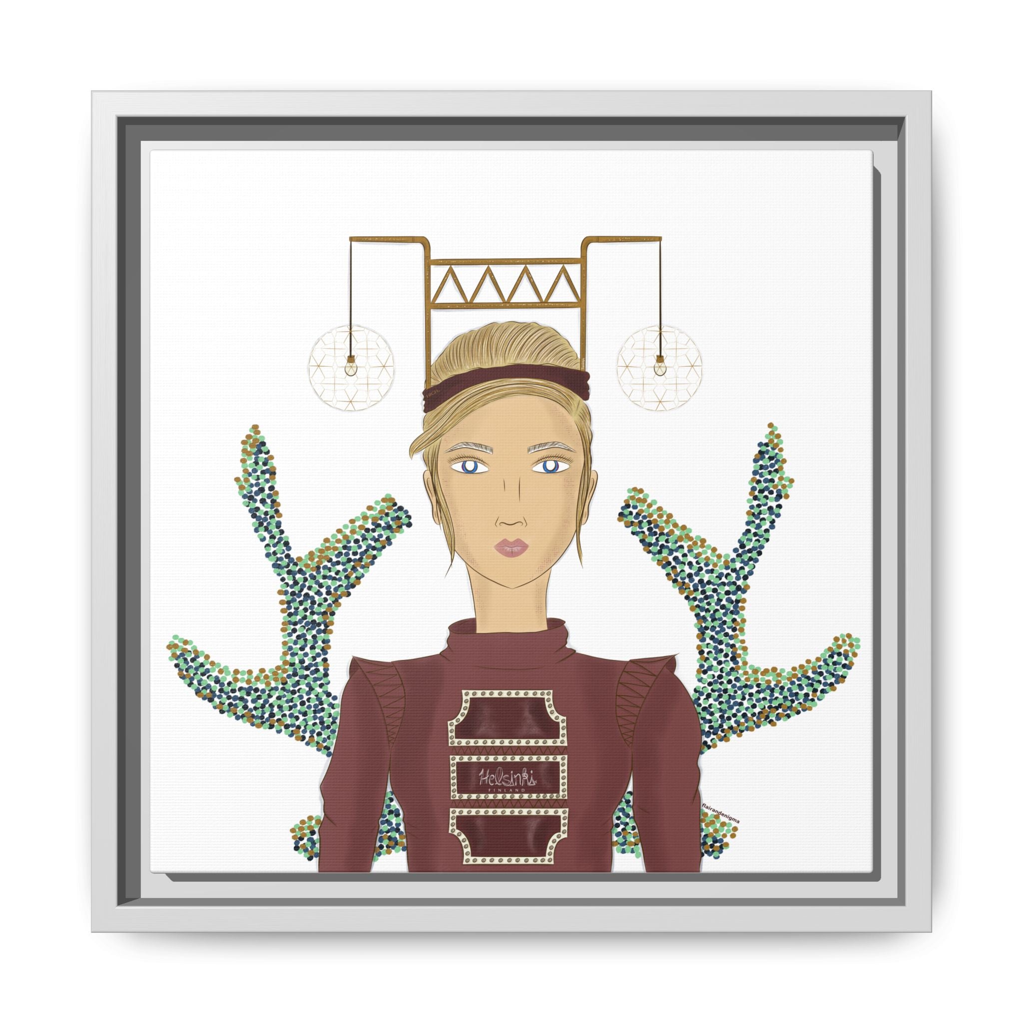 No.36 Girl with the Bar Lights Framed Canvas Art Print
