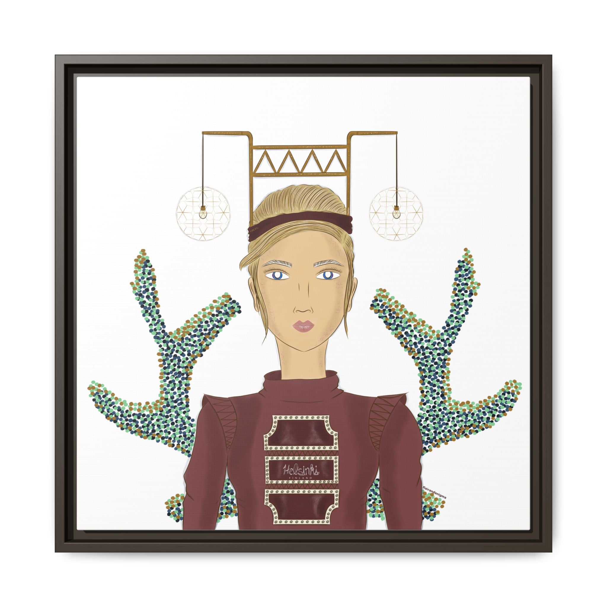 No.36 Girl with the Bar Lights Framed Canvas Art Print