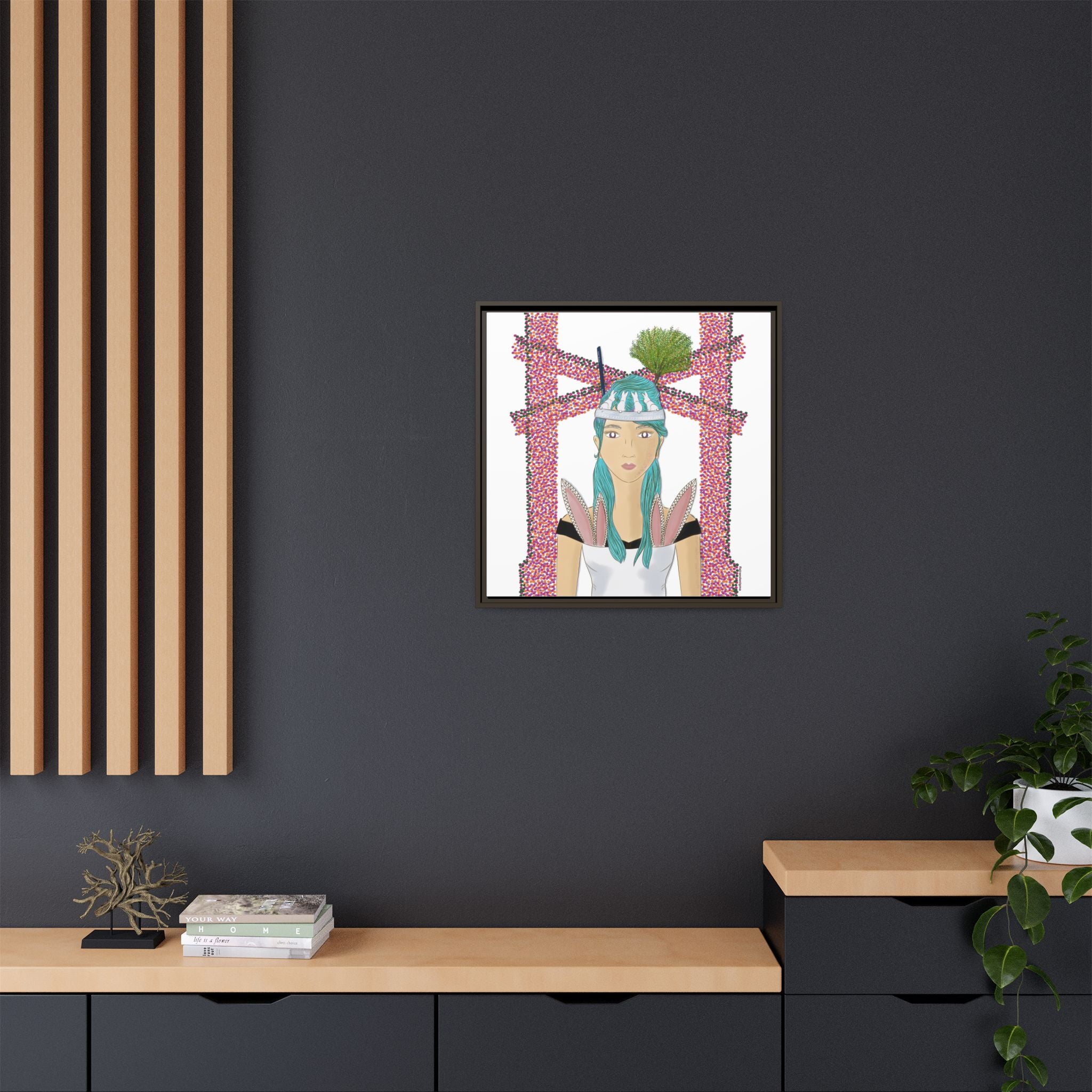 No.40 Girl with the Bunnies Framed Canvas Art Print