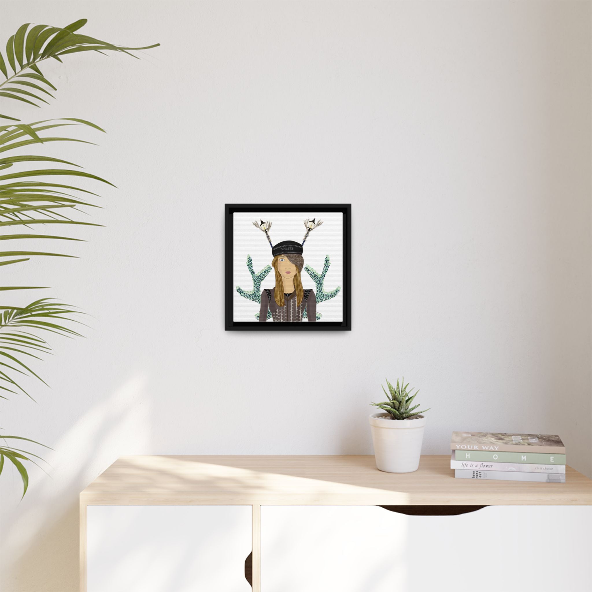 No.33 Girl with the Street Light Lampposts Framed Canvas Art Print