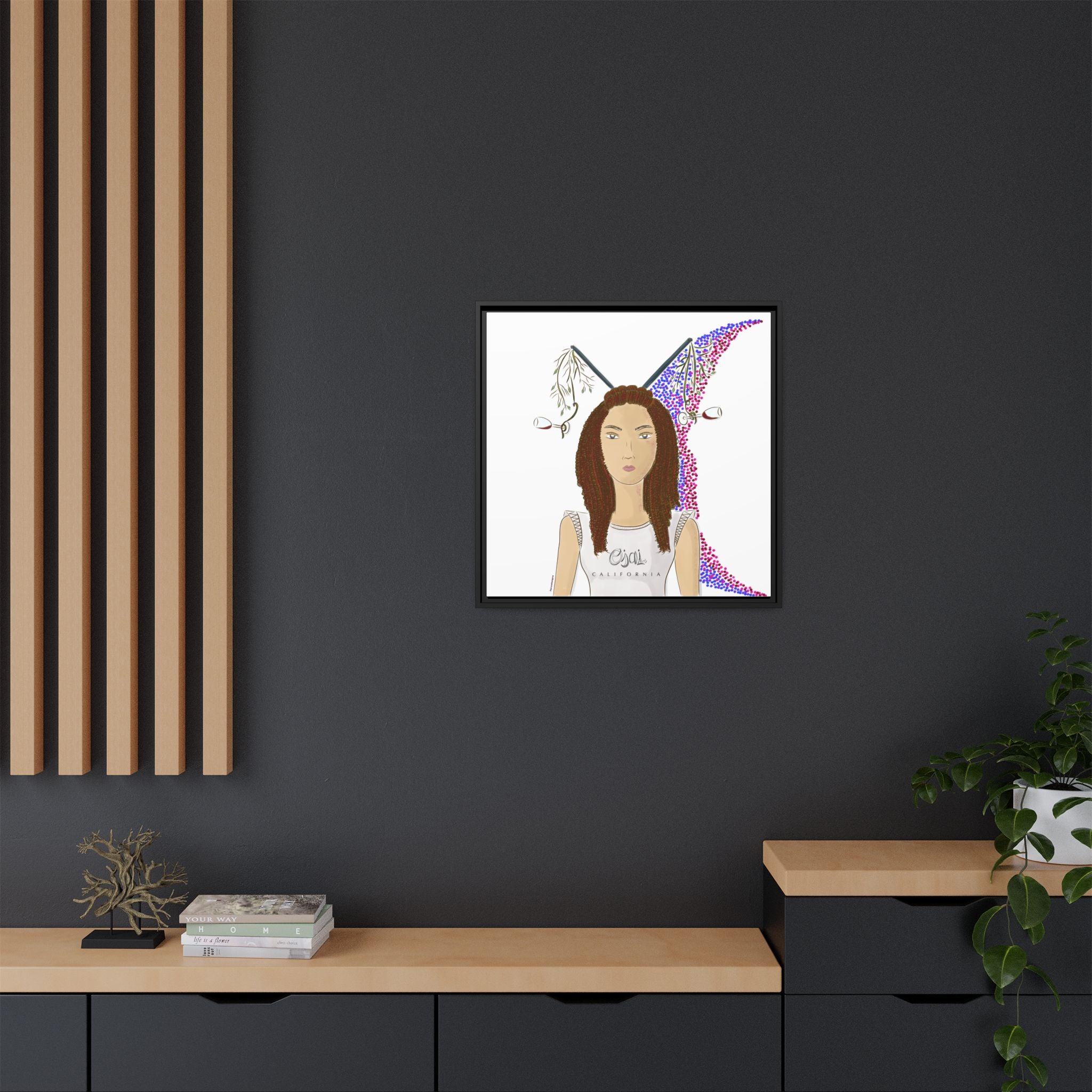 No.5 Girl with the Red Wine Glasses Framed Canvas Art Print