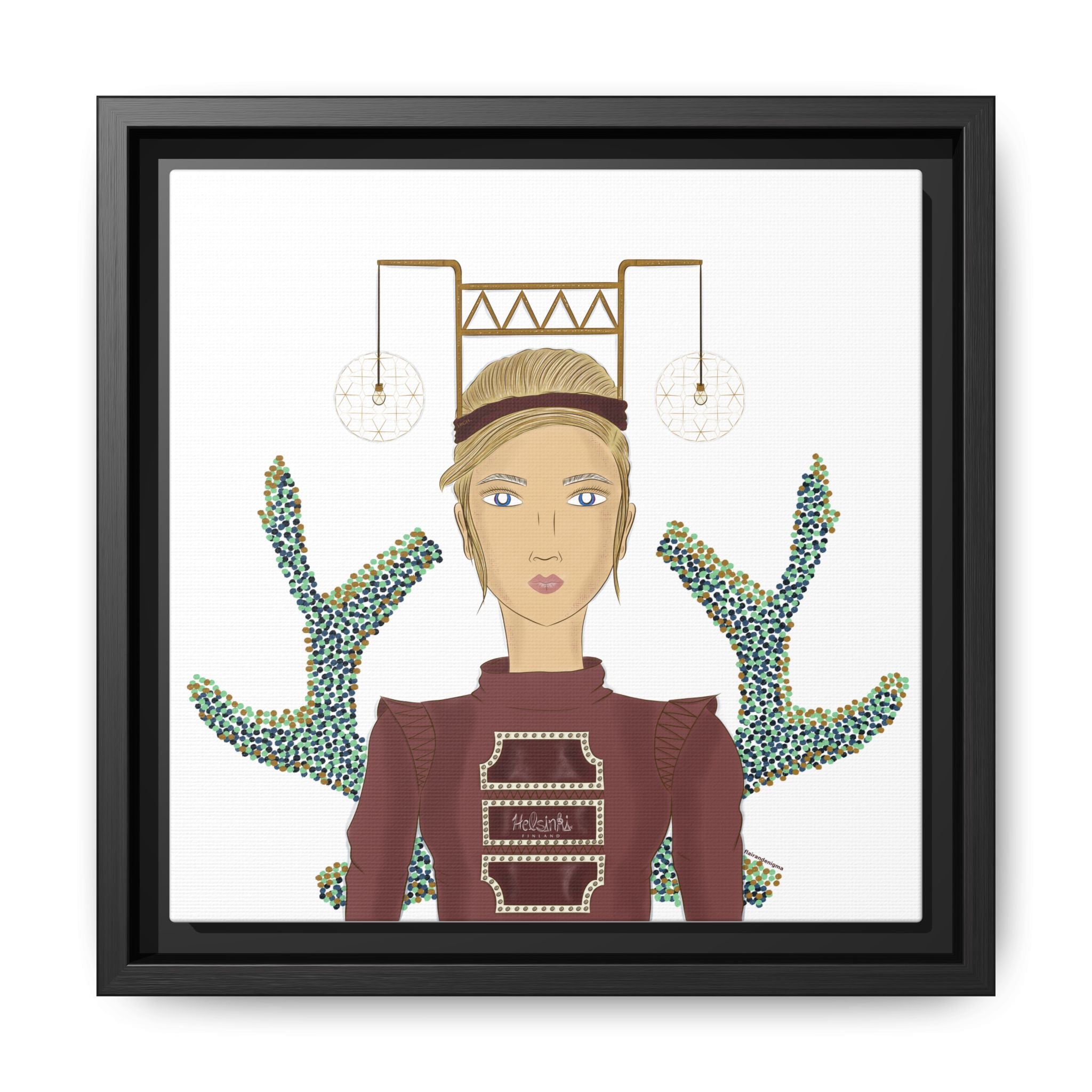 No.36 Girl with the Bar Lights Framed Canvas Art Print