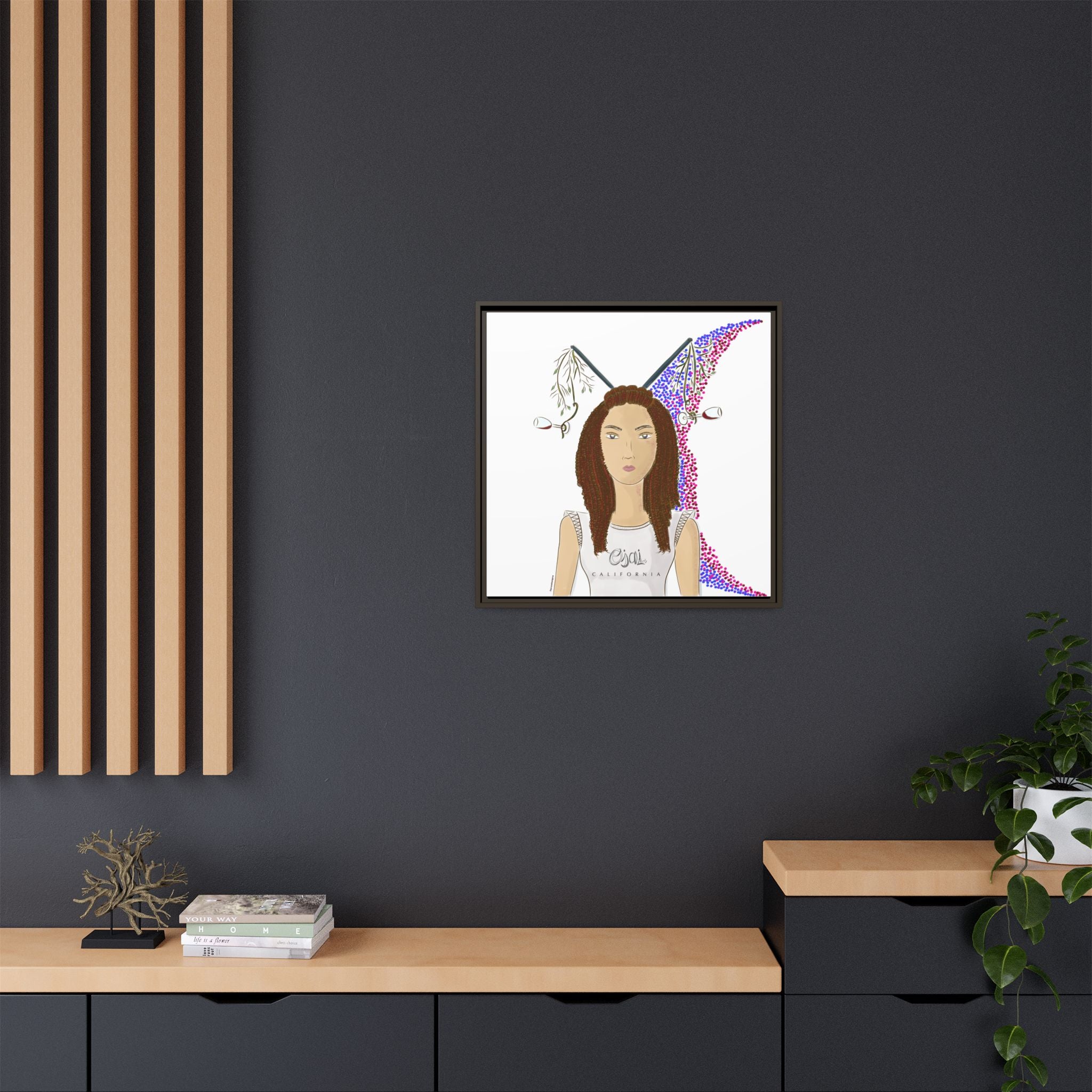 No.5 Girl with the Red Wine Glasses Framed Canvas Art Print