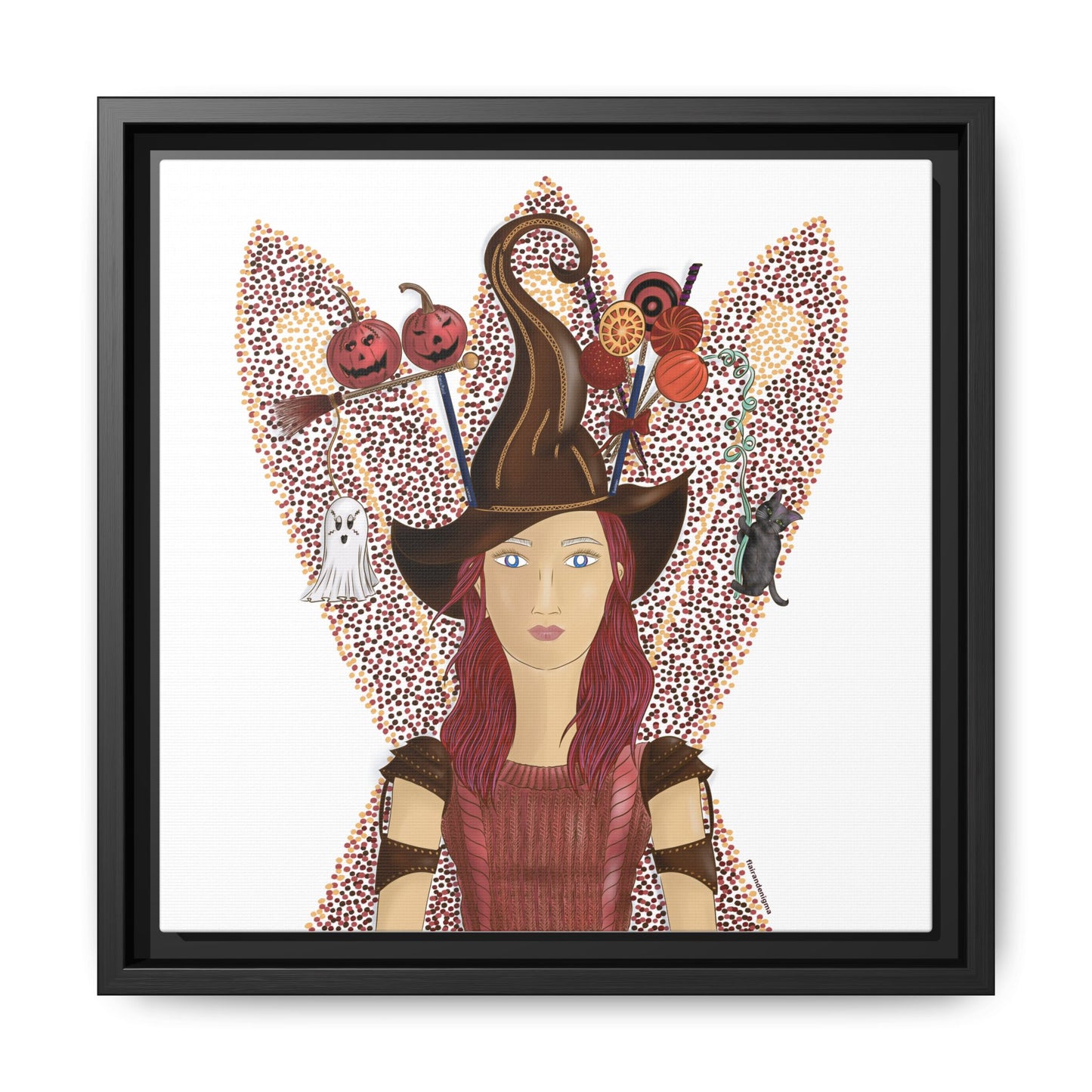 No.46 Girl with the Witch's Hat Framed Canvas Art Print