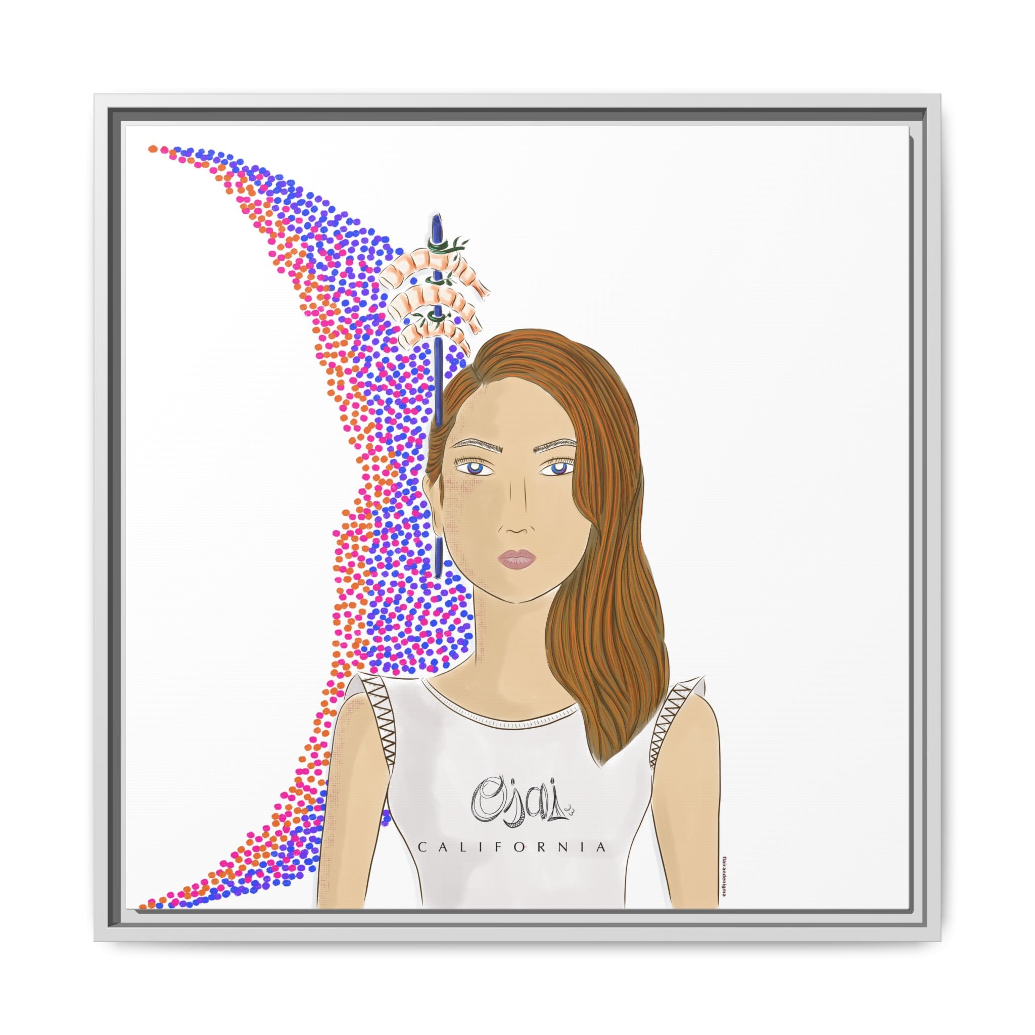 No.10 Girl with the Shrimps Framed Canvas Art Print