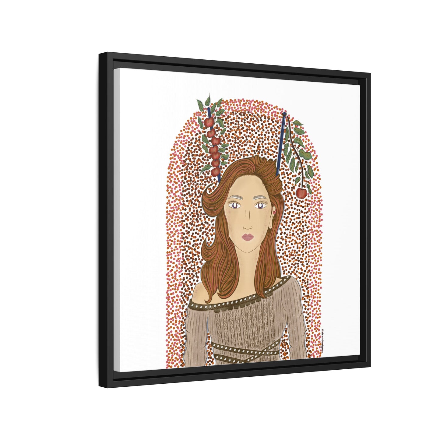 No.44 Girl with the Autumn Apples Framed Canvas Art Print