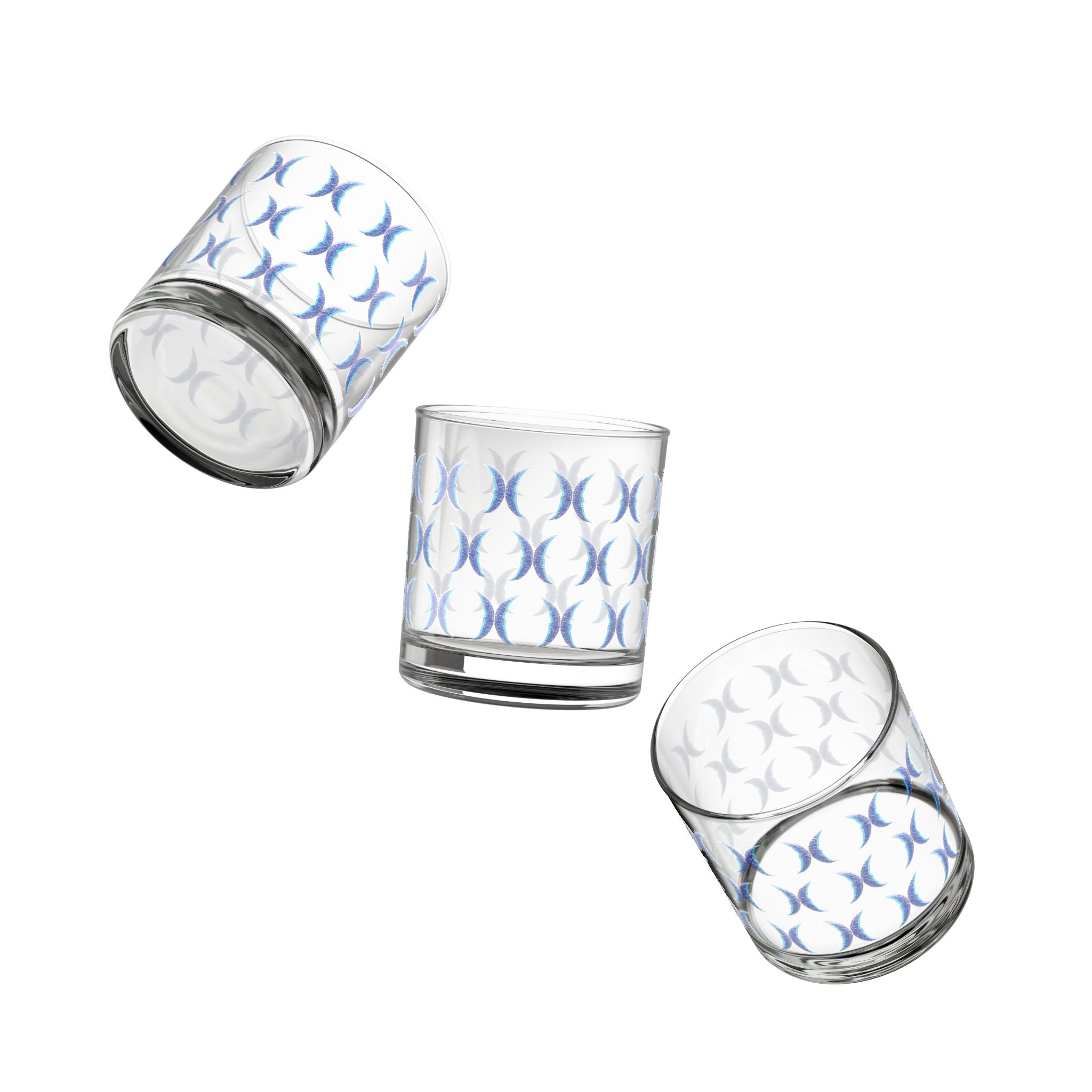 Blue Crescent Moon Drinking Glass