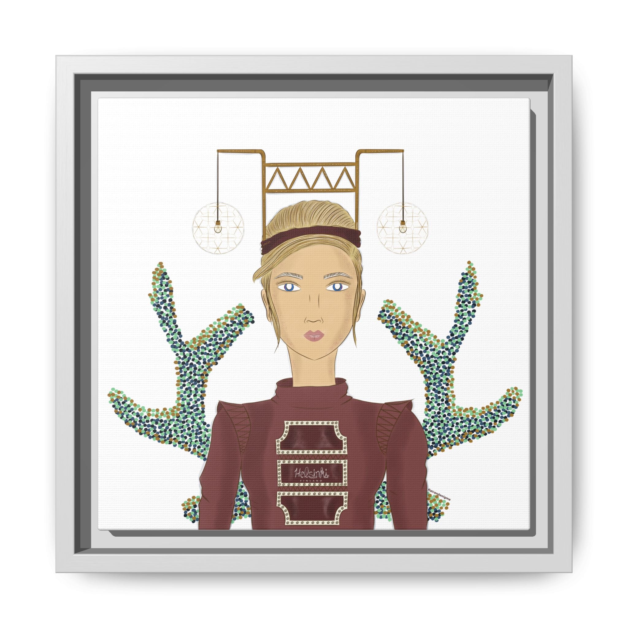 No.36 Girl with the Bar Lights Framed Canvas Art Print
