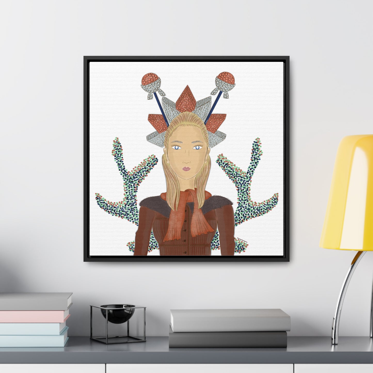 No.30 Girl with the Bling Sculpture Framed Canvas Art Print