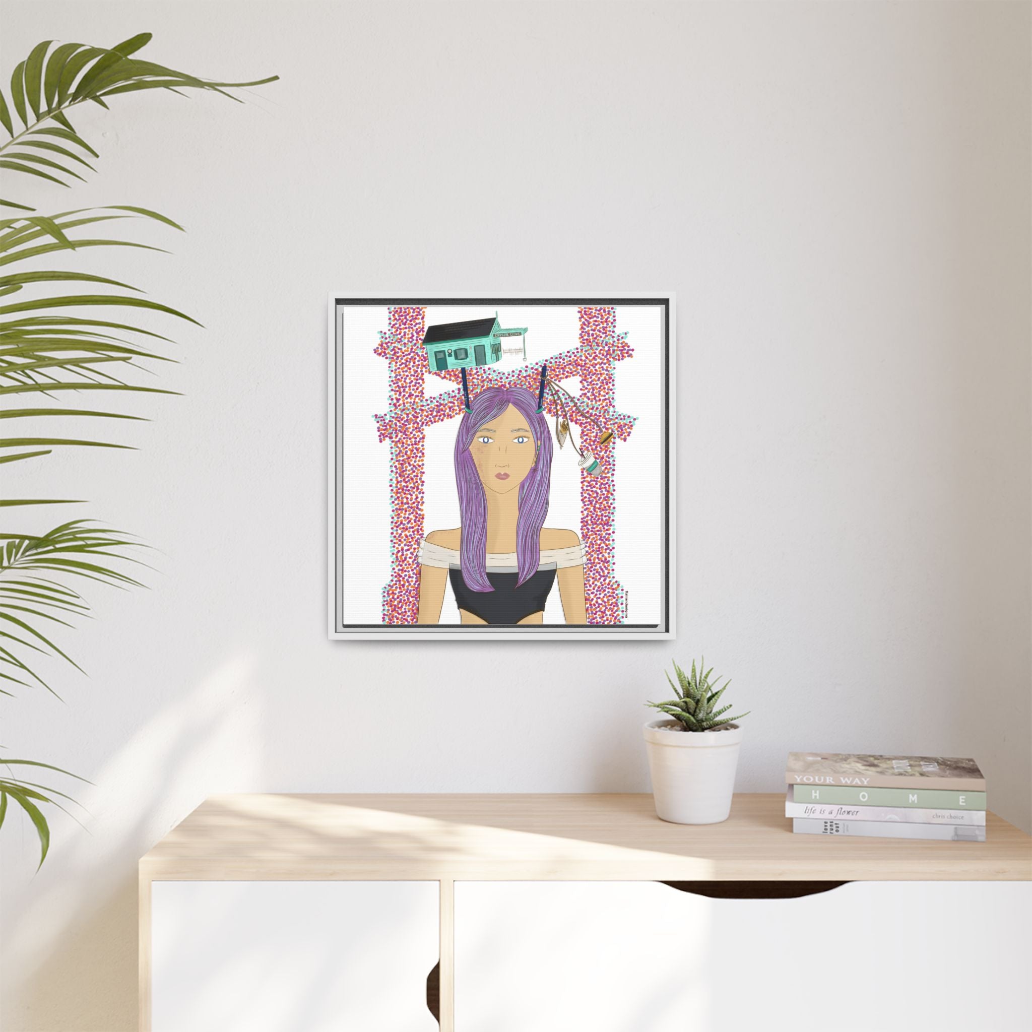 No.39 Girl with the Cove Cottage Framed Canvas Art Print