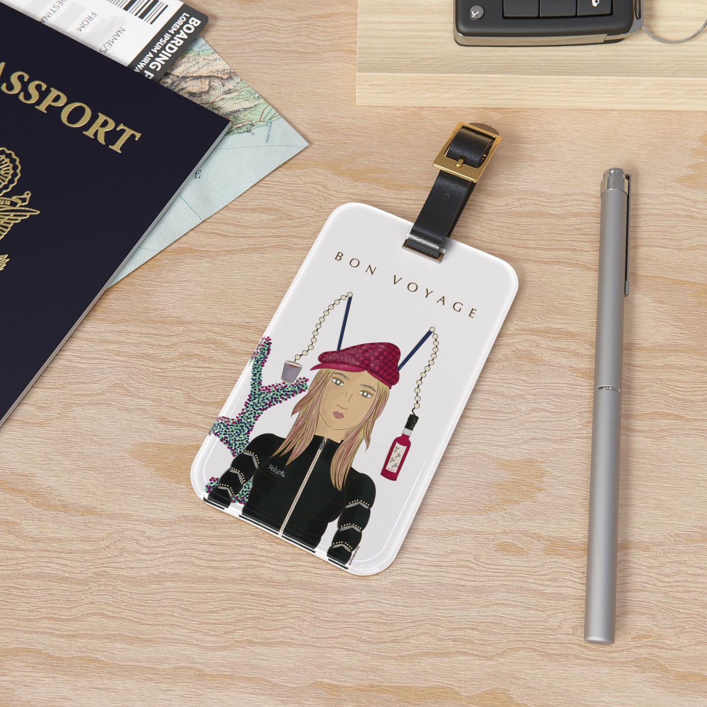 Strawberry Mulled Wine Luggage Tag