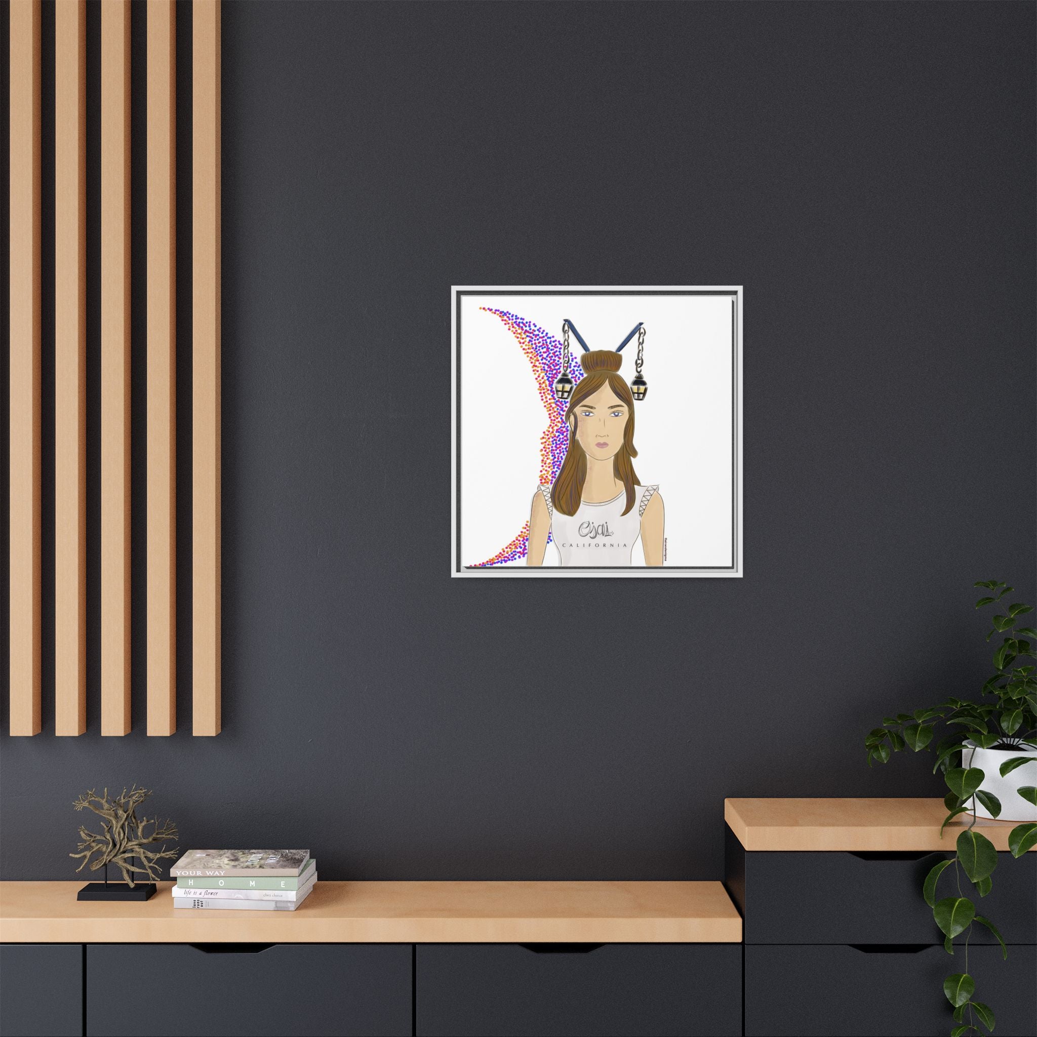 No.1 Girl with the Lanterns Framed Canvas Art Print