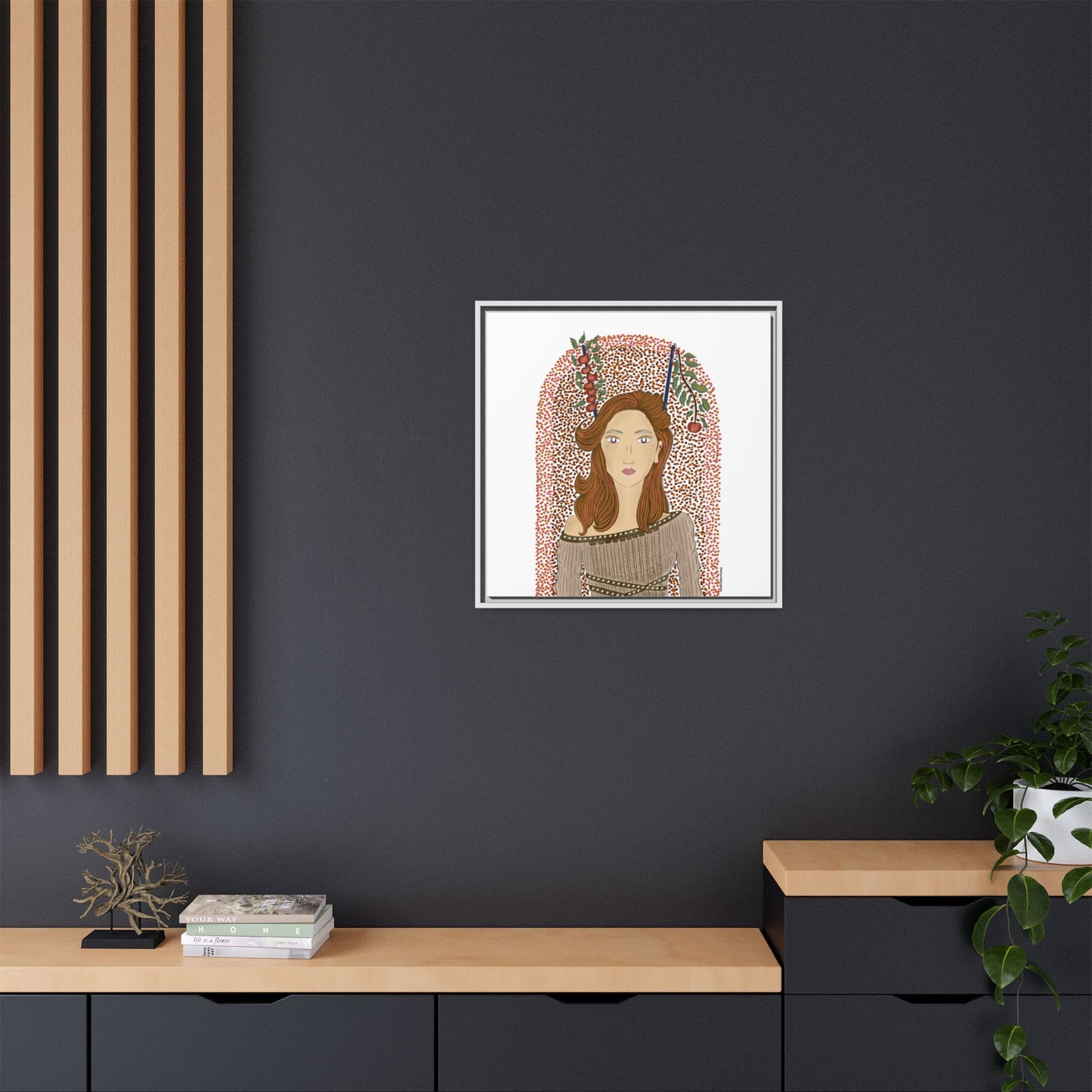 No.44 Girl with the Autumn Apples Framed Canvas Art Print