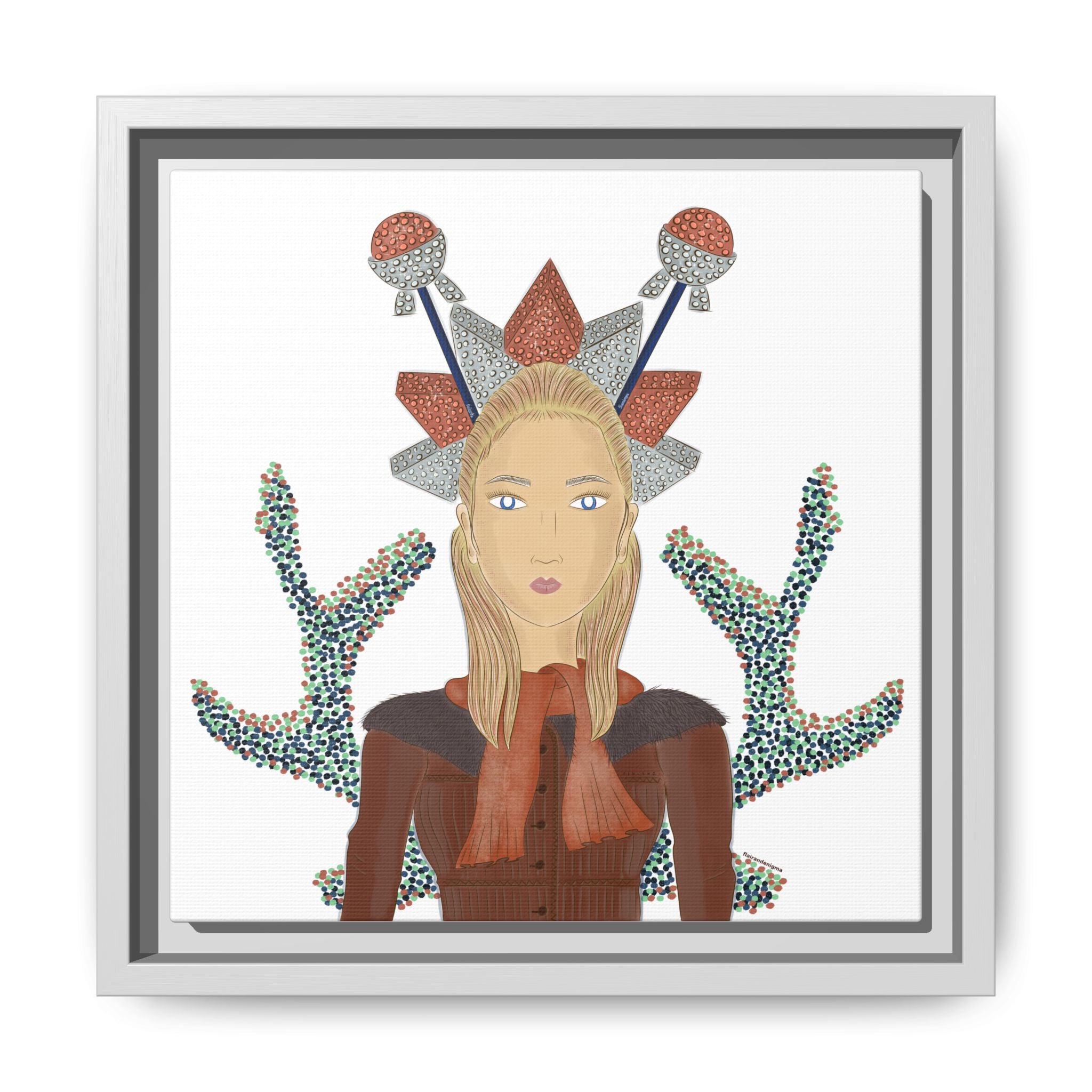 No.30 Girl with the Bling Sculpture Framed Canvas Art Print