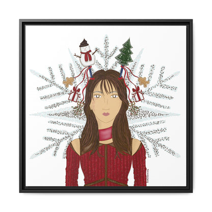 No.45 Girl with the Christmas Cheer Framed Canvas Art Print
