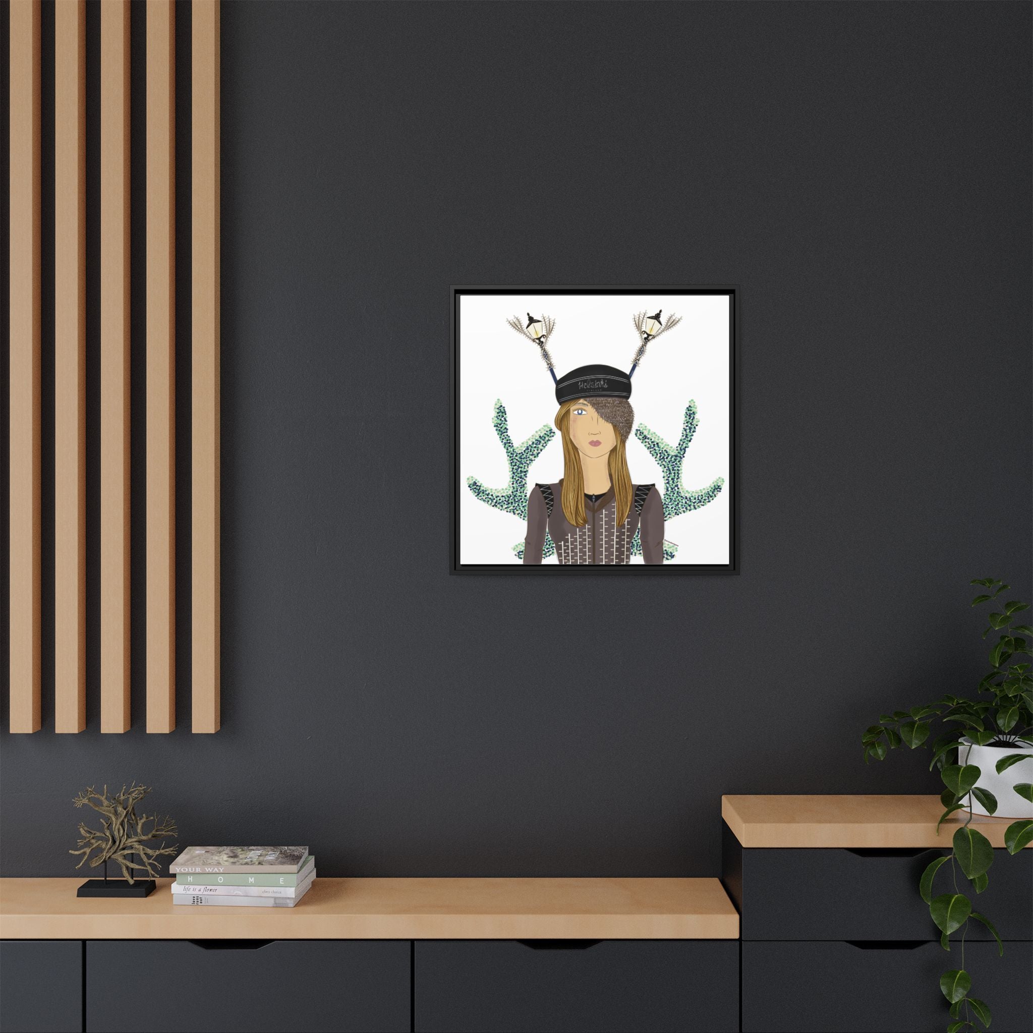 No.33 Girl with the Street Light Lampposts Framed Canvas Art Print