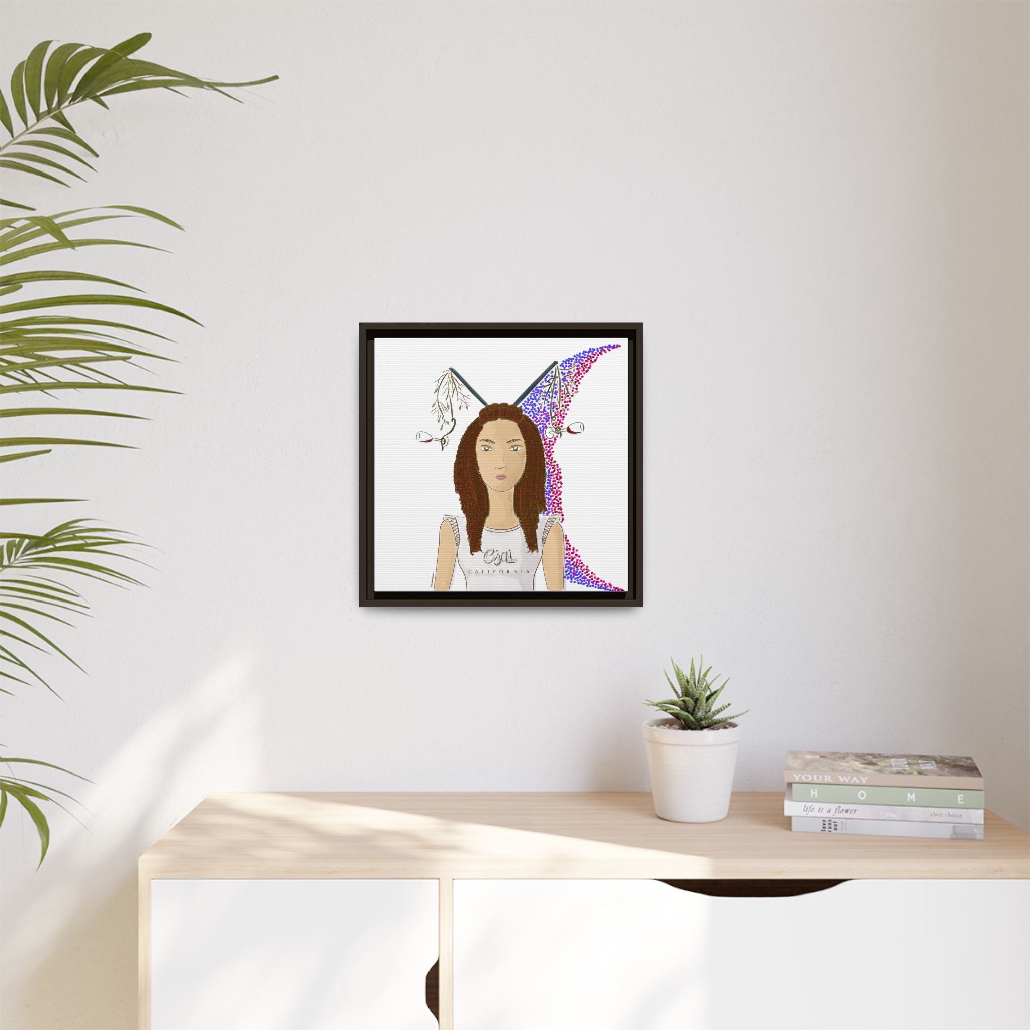 No.5 Girl with the Red Wine Glasses Framed Canvas Art Print