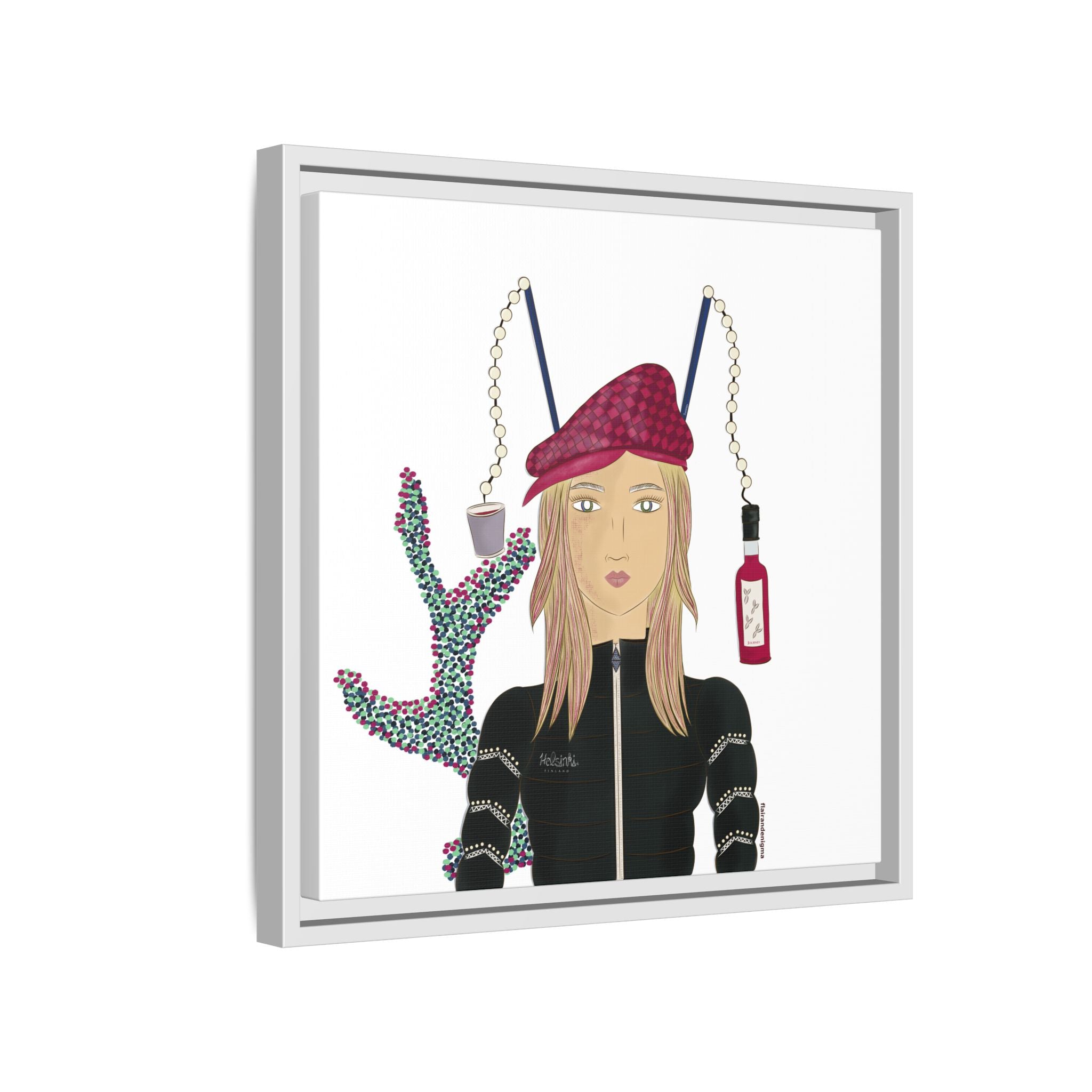 No.34 Girl with the Strawberry Mulled Wine Framed Canvas Art Print