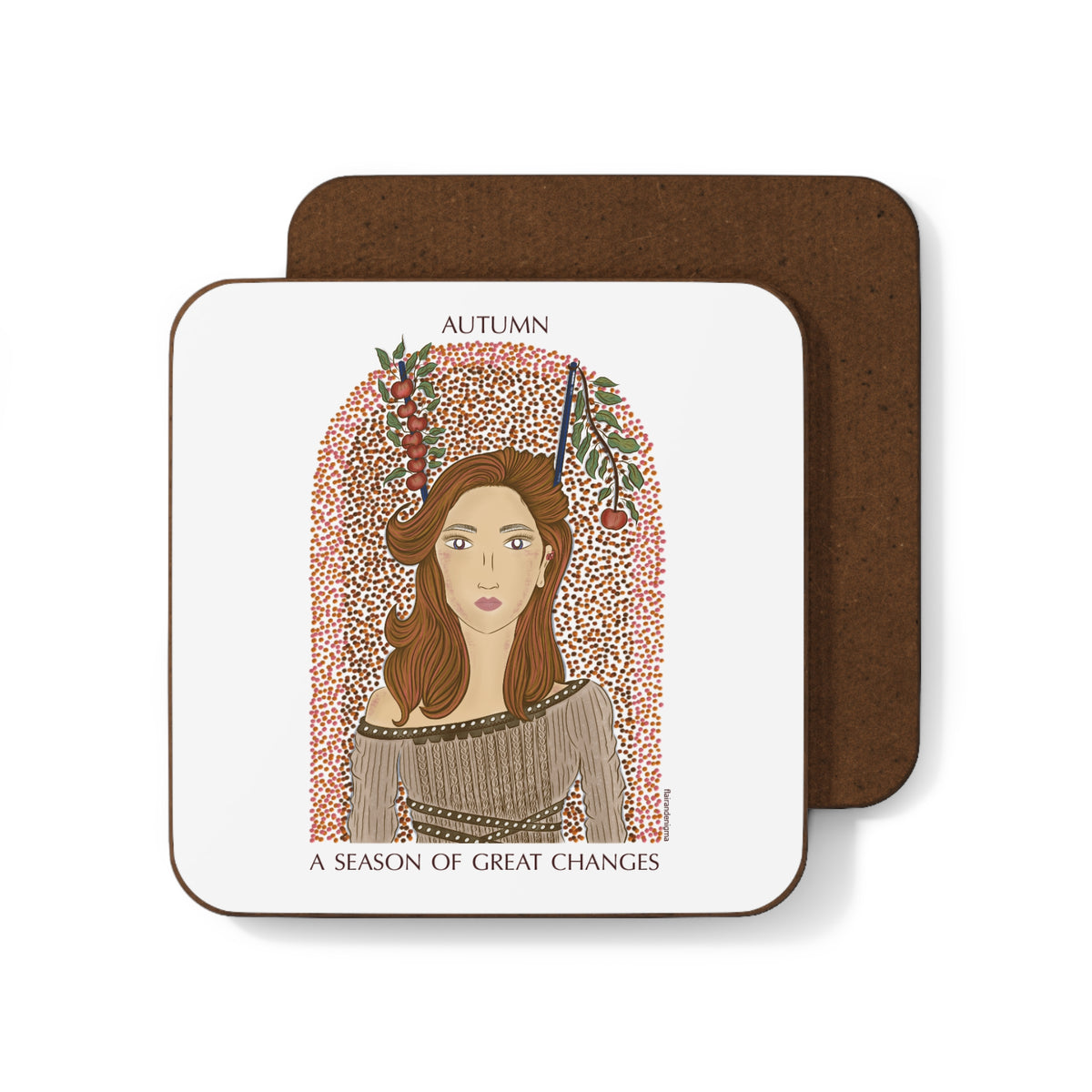 Autumn Apples Hardboard Back Coaster