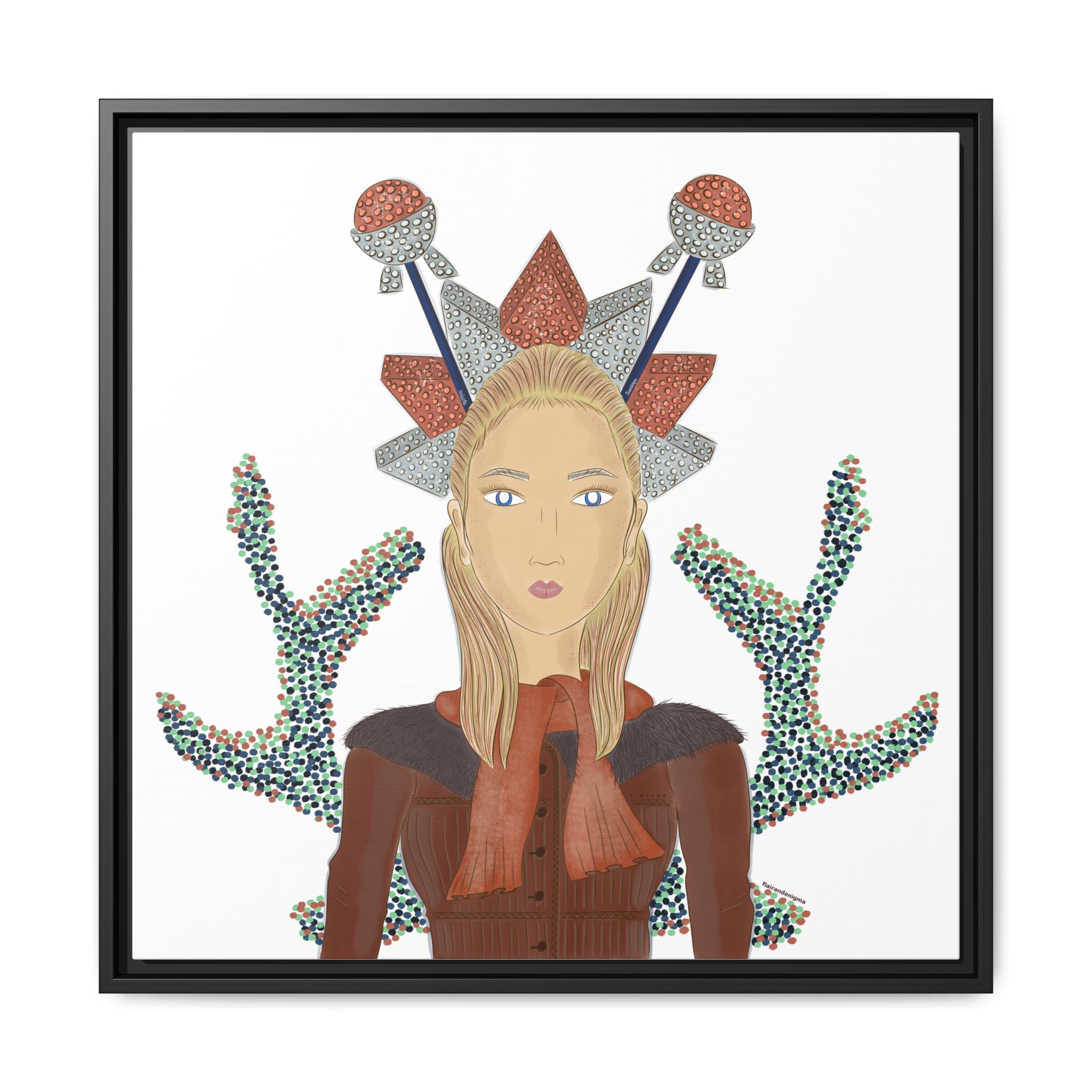 No.30 Girl with the Bling Sculpture Framed Canvas Art Print