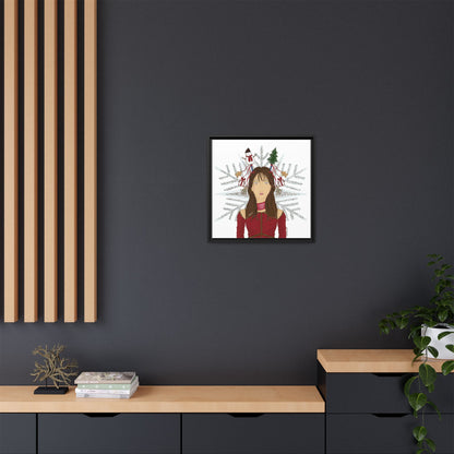 No.45 Girl with the Christmas Cheer Framed Canvas Art Print