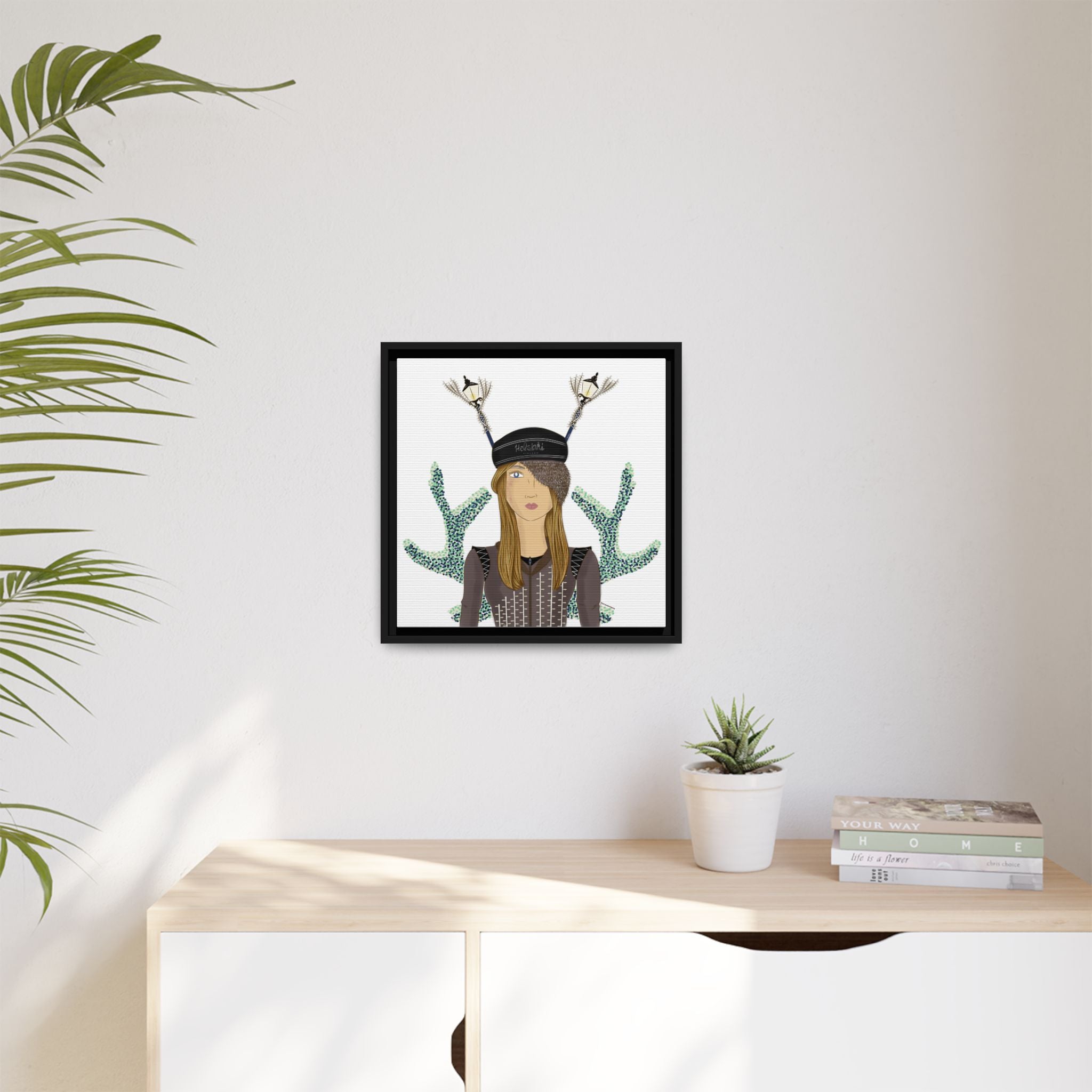 No.33 Girl with the Street Light Lampposts Framed Canvas Art Print