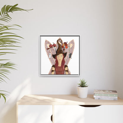 No.46 Girl with the Witch's Hat Framed Canvas Art Print