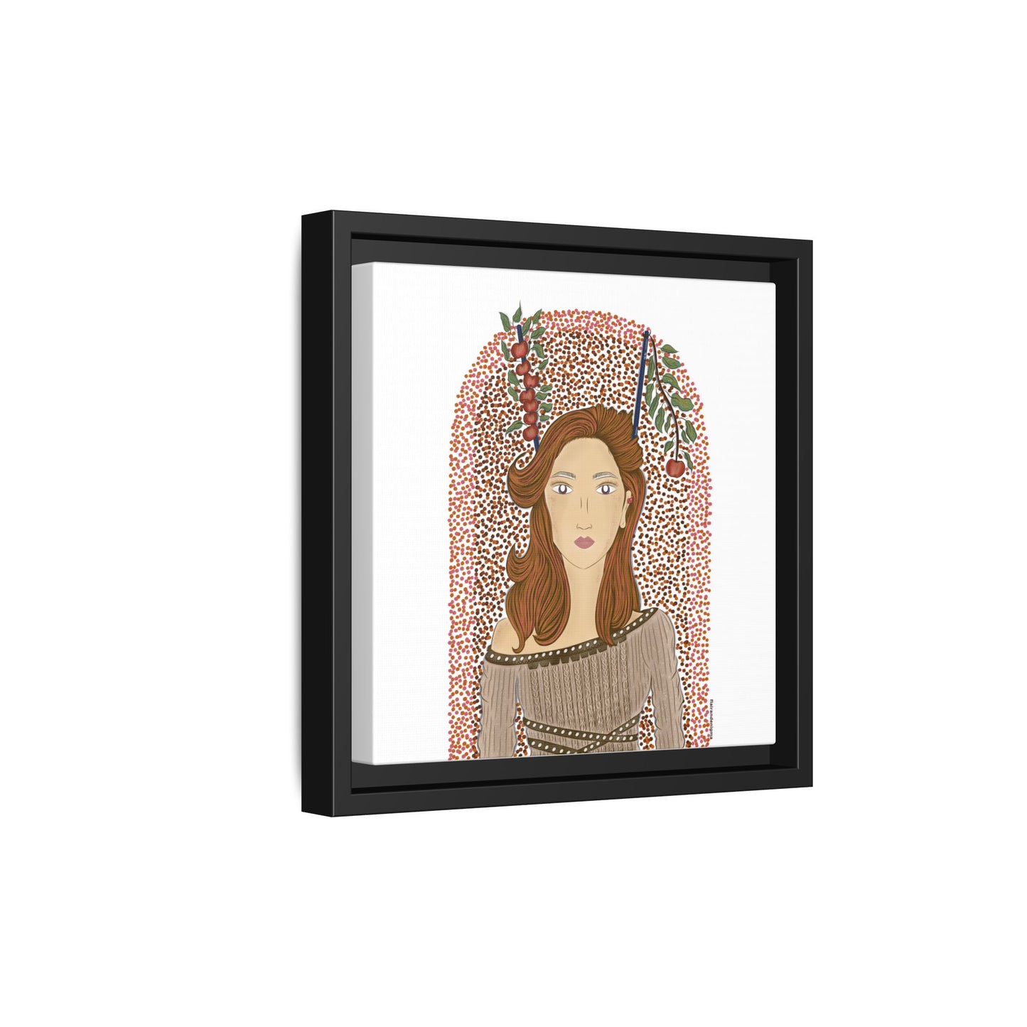 No.44 Girl with the Autumn Apples Framed Canvas Art Print